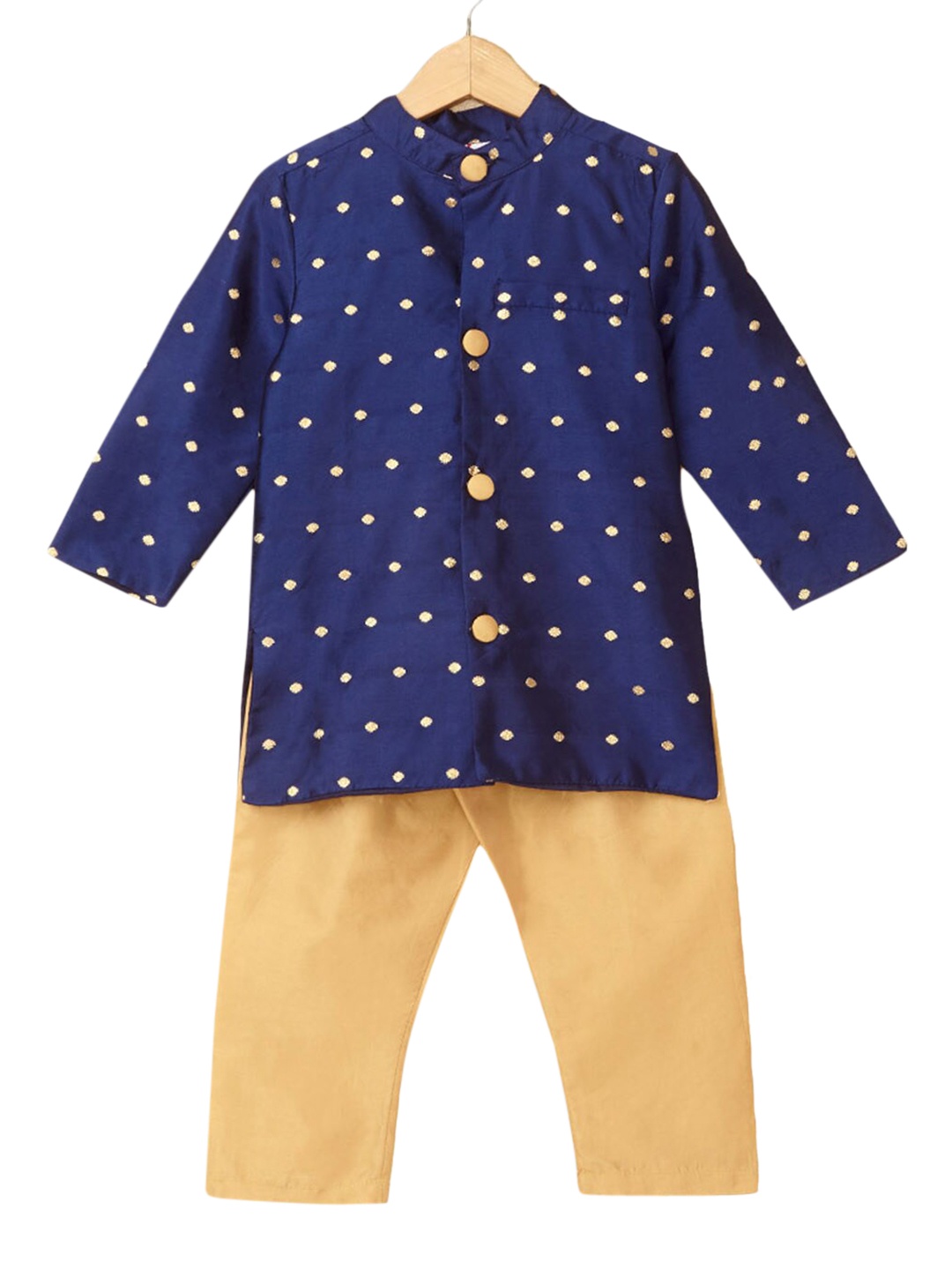 

Hopscotch Boys Blue Printed Silk Kurta Set