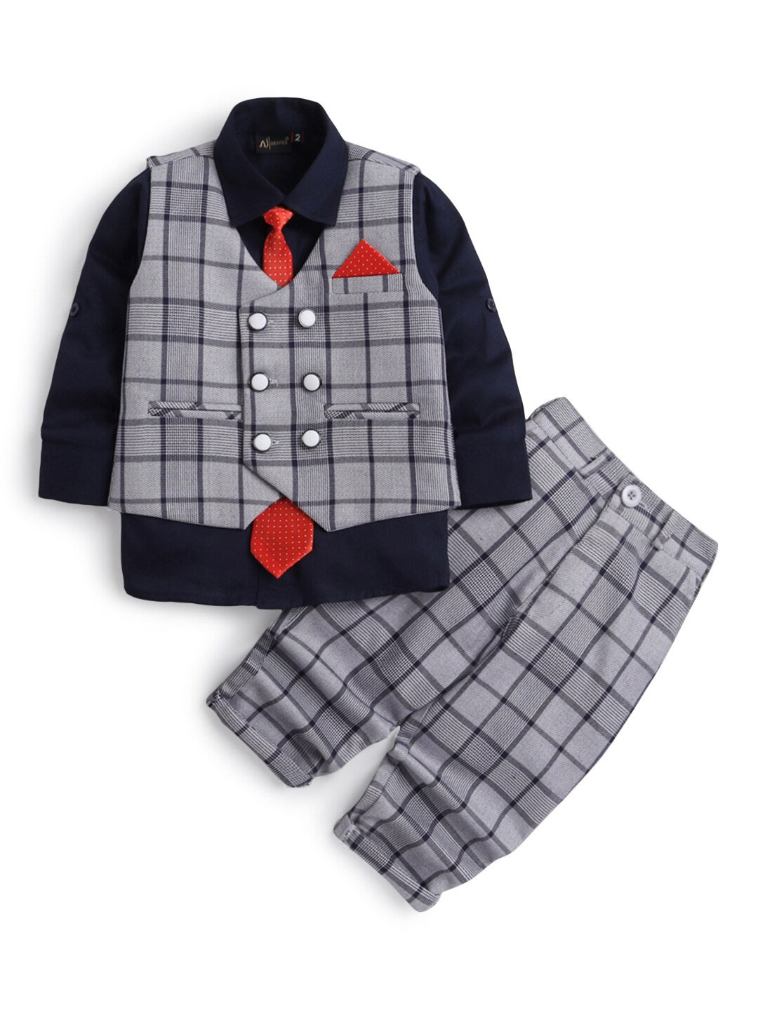 

Hopscotch Boys Blue & Grey Checked Clothing Set