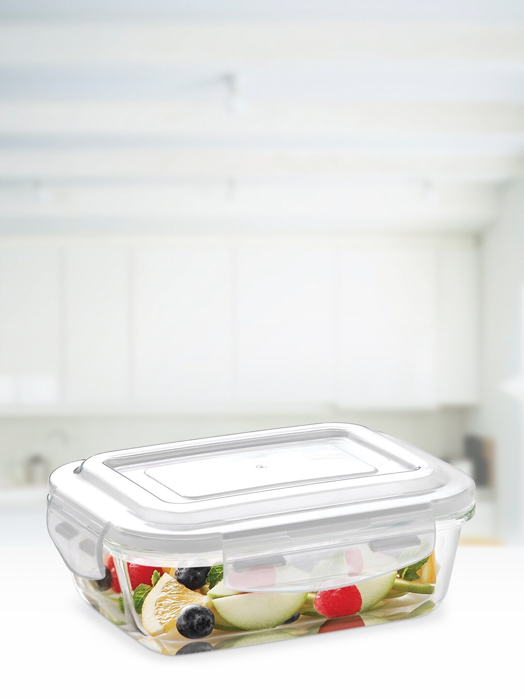

BOROSIL Transparent Microwave & Oven Safe Glass Container With Air Tight Lid- 640 ml