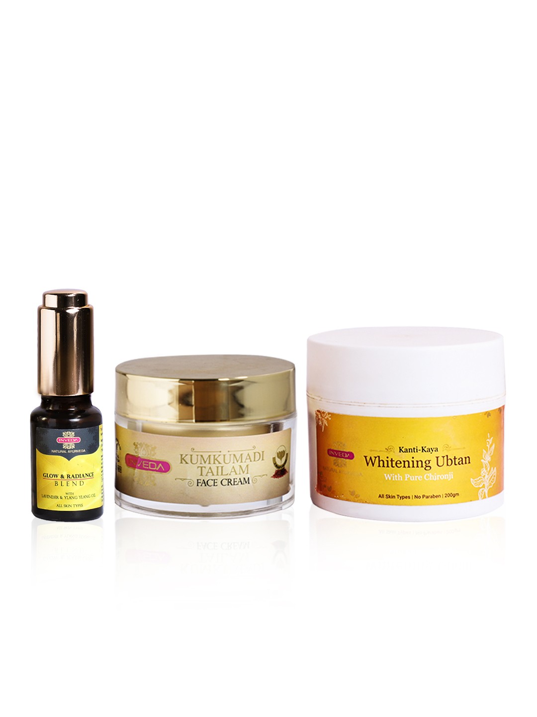 

Inveda Mini Bridal Kit For Acne & Dull Skin with Chironji & Saffron for Skin Lightening, Yellow
