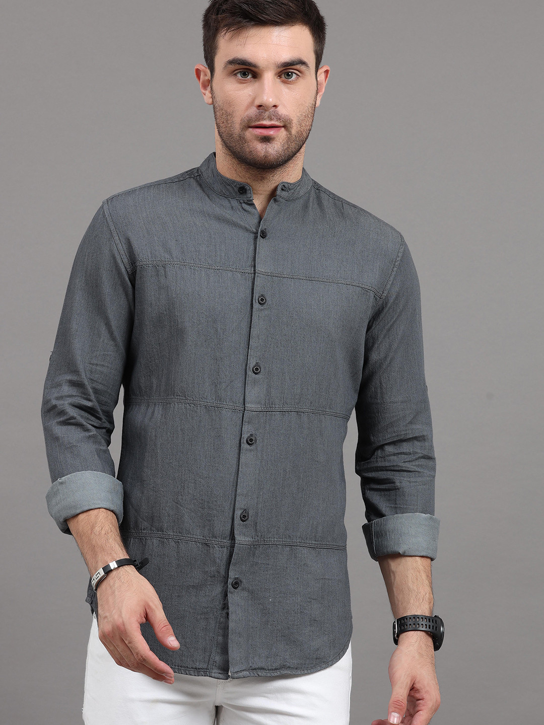 

HERE&NOW Men Grey Slim Fit Casual Shirt