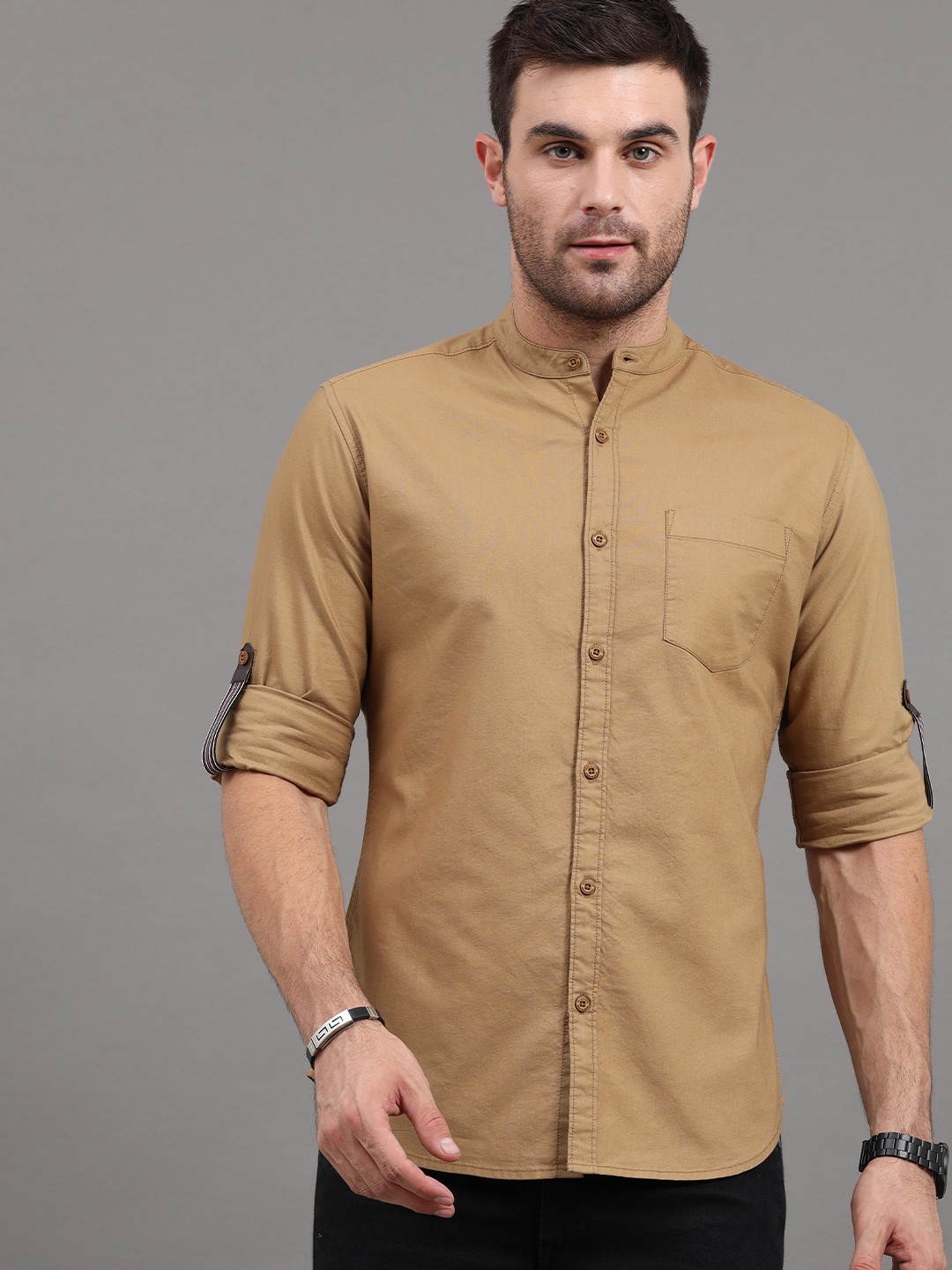 

HERE&NOW Men Khaki Slim Fit Casual Shirt