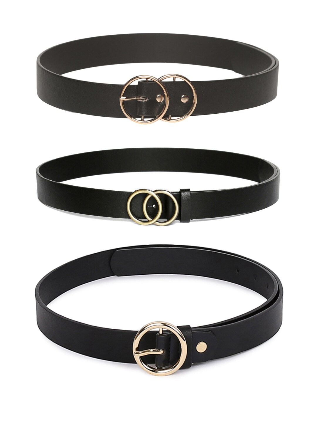 

CRUSSET Women Black PU Belt Pack Of 3