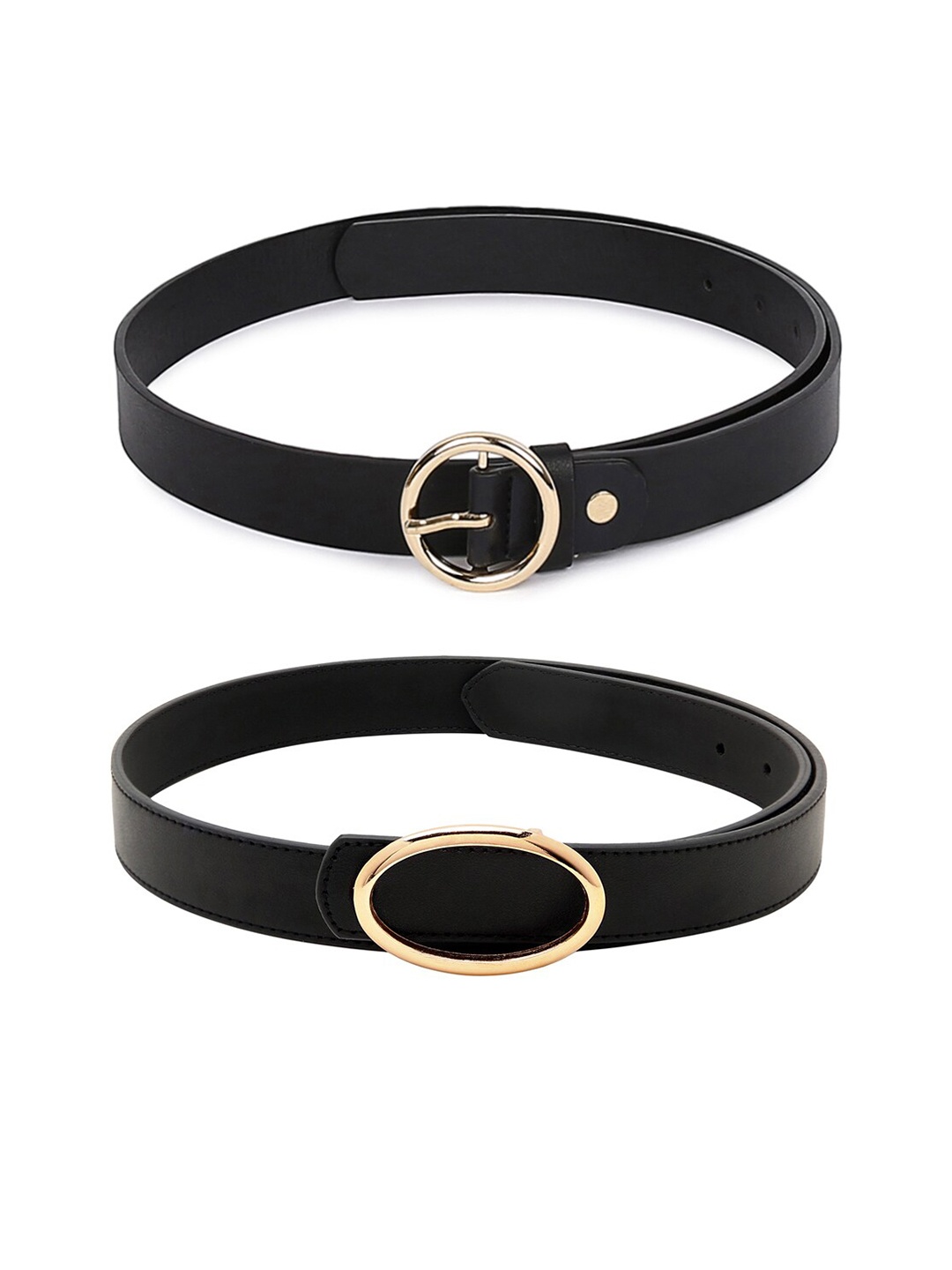 

CRUSSET Women Black Pack Of 2 Solid Belts