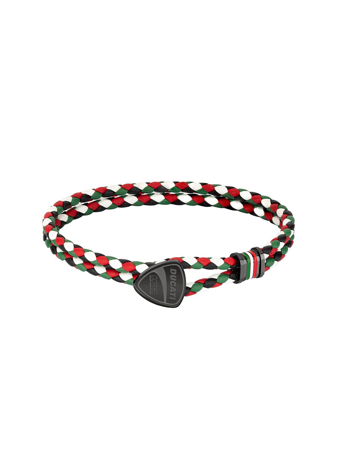 

DUCATI CORSE Men Olive Green & Grey Leather Braided Bracelet