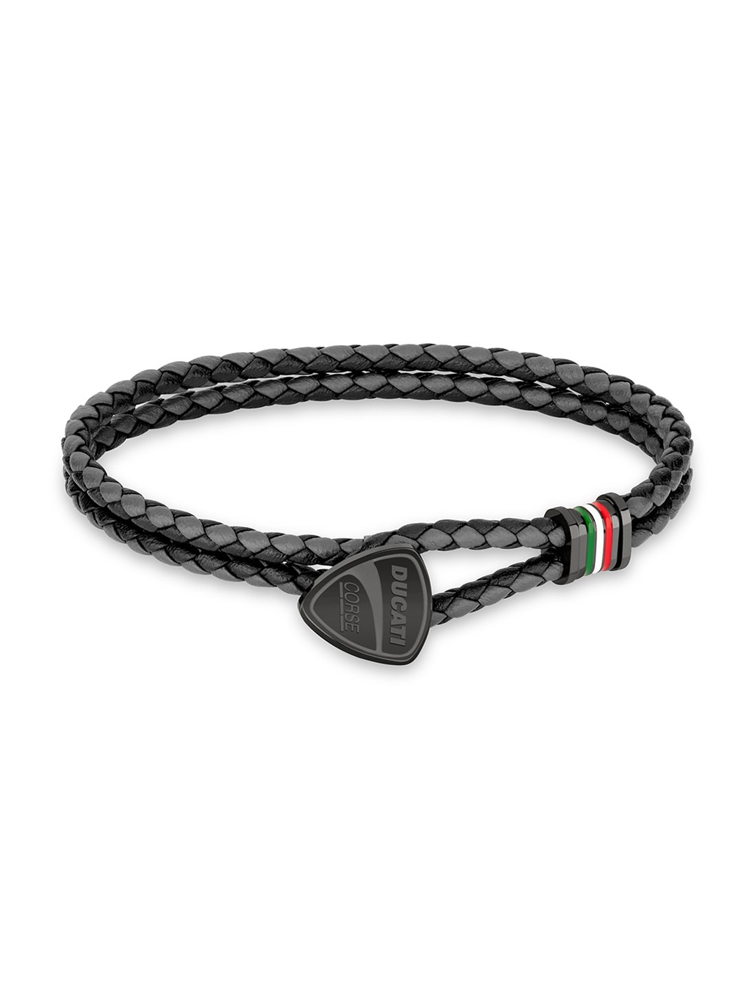 

DUCATI CORSE Men Black & Grey Leather Braided Bracelet