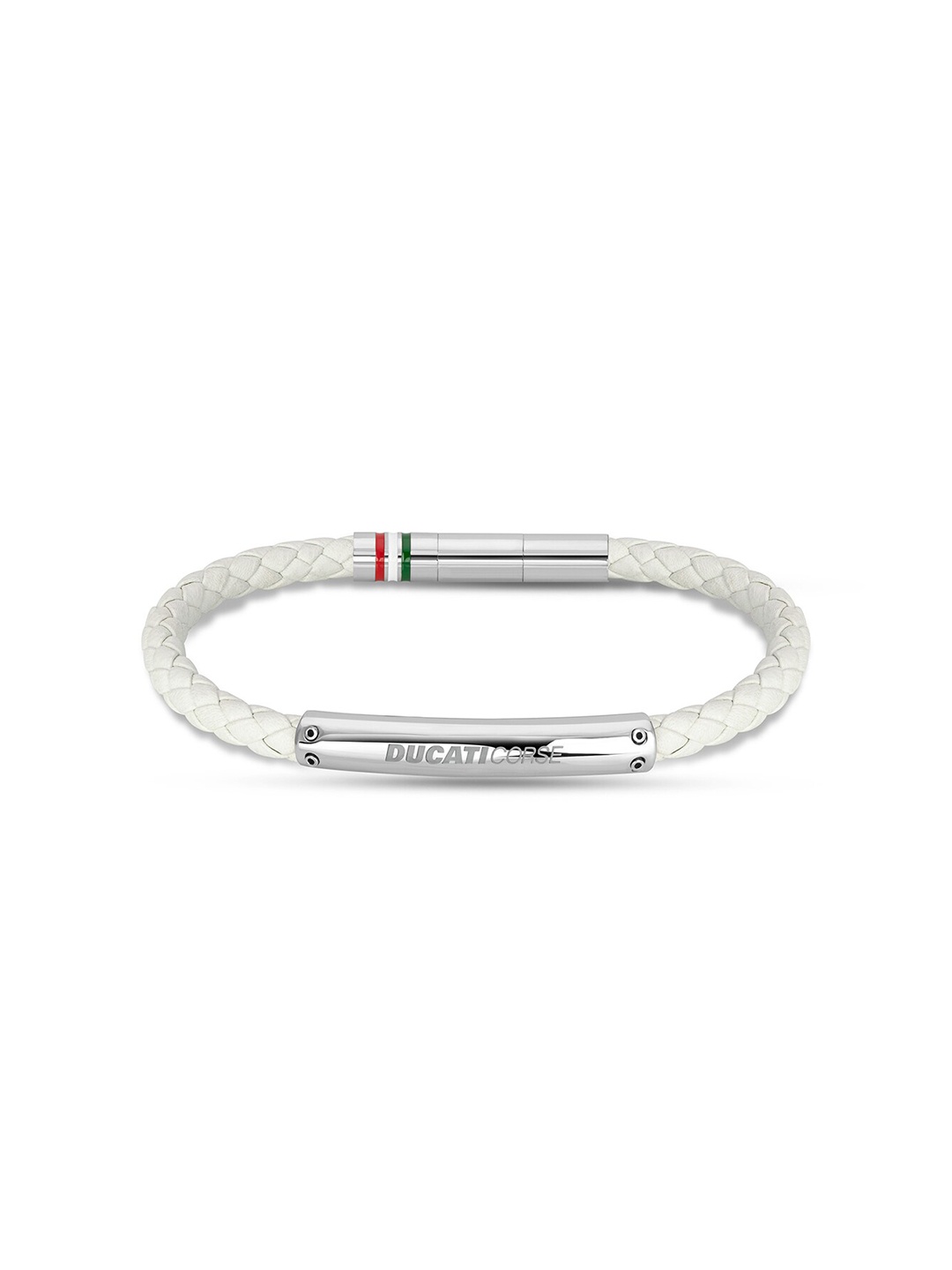 DUCATI CORSE Men Silver-Toned & White Cuff Bracelet