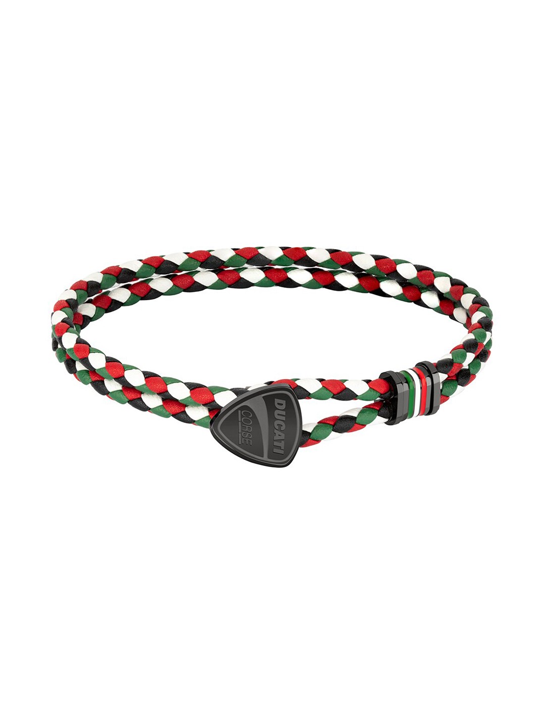 

DUCATI CORSE Men Grey & Red Leather Cuff Bracelet