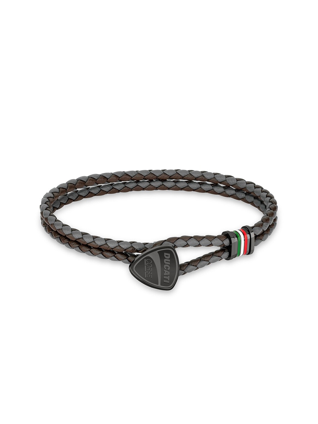 

DUCATI CORSE Men Grey & Brown Leather Braided Bracelet