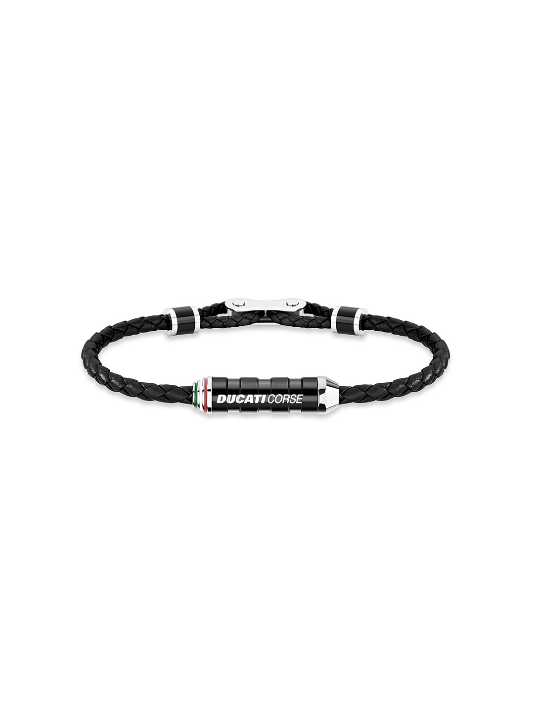 

DUCATI CORSE Men Silver-Toned & Black Braided Bracelet