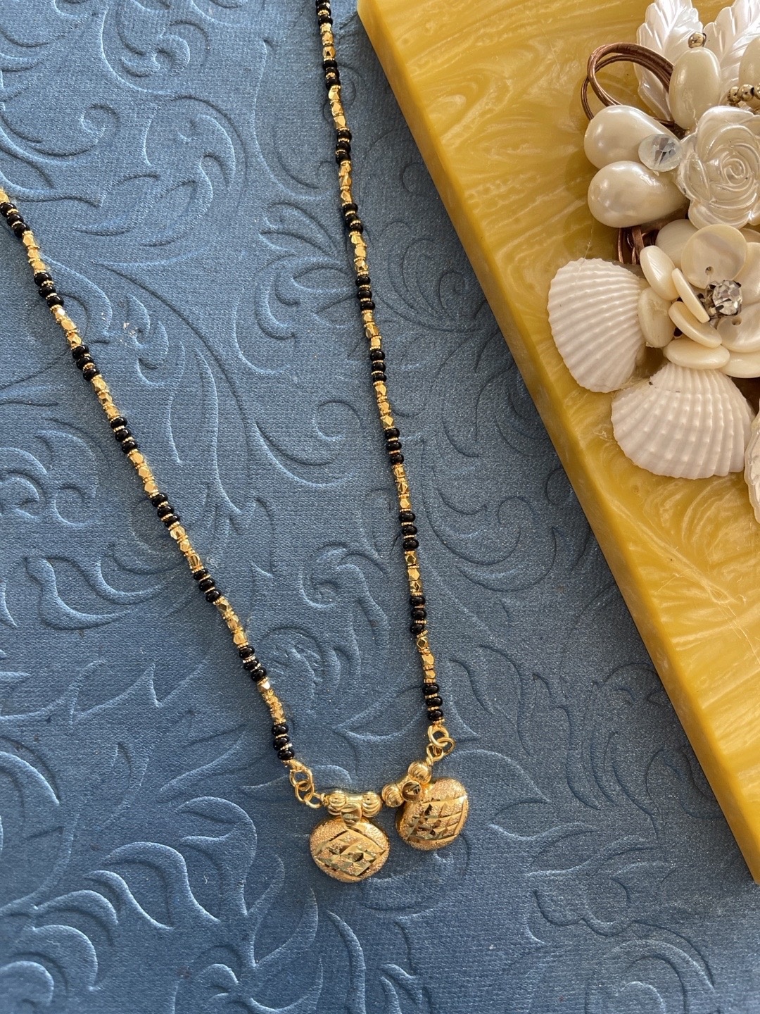 

Digital Dress Room Gold-Plated & Black Beaded Mangalsutra