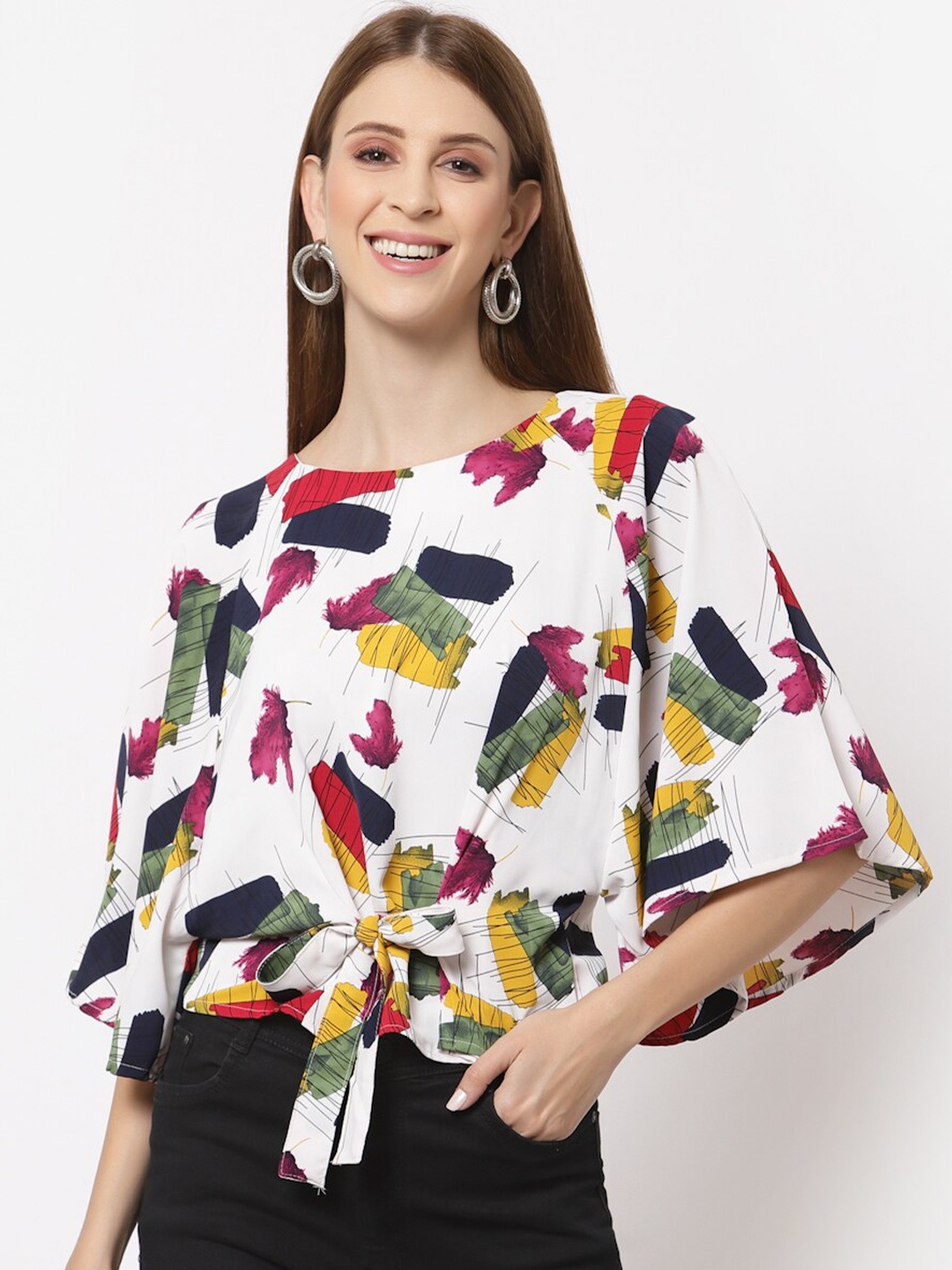 

Juelle White & Multicoloured Print Top