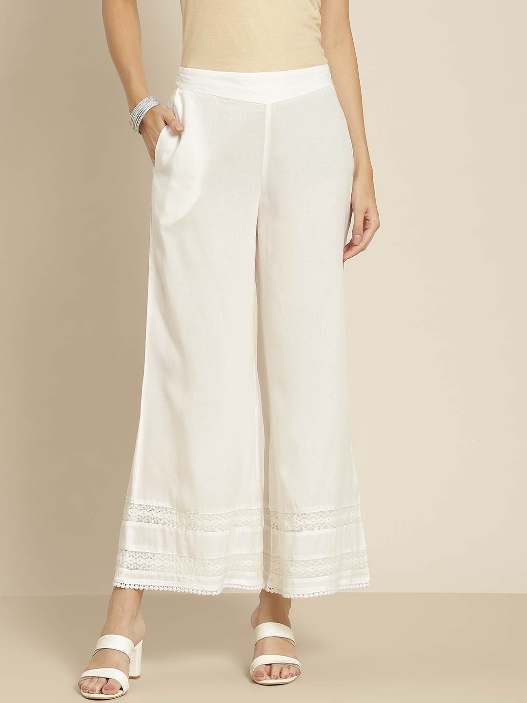 

Juniper Women White Ethnic Palazzos