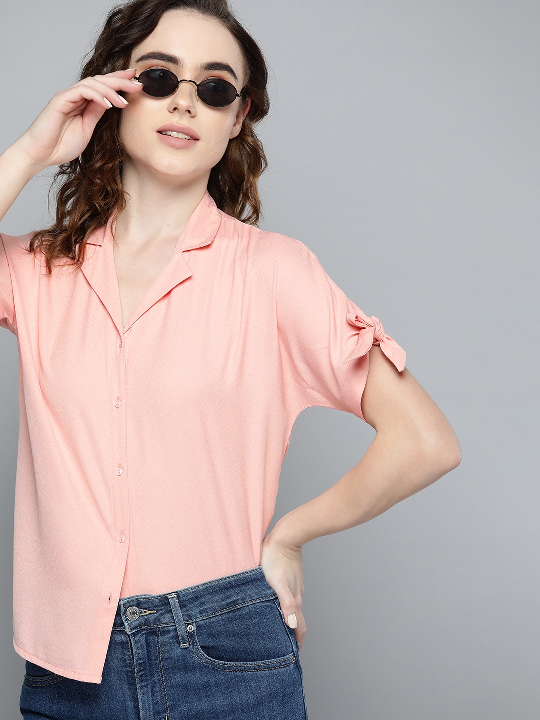 

Harvard Women Solid Casual Shirt, Peach