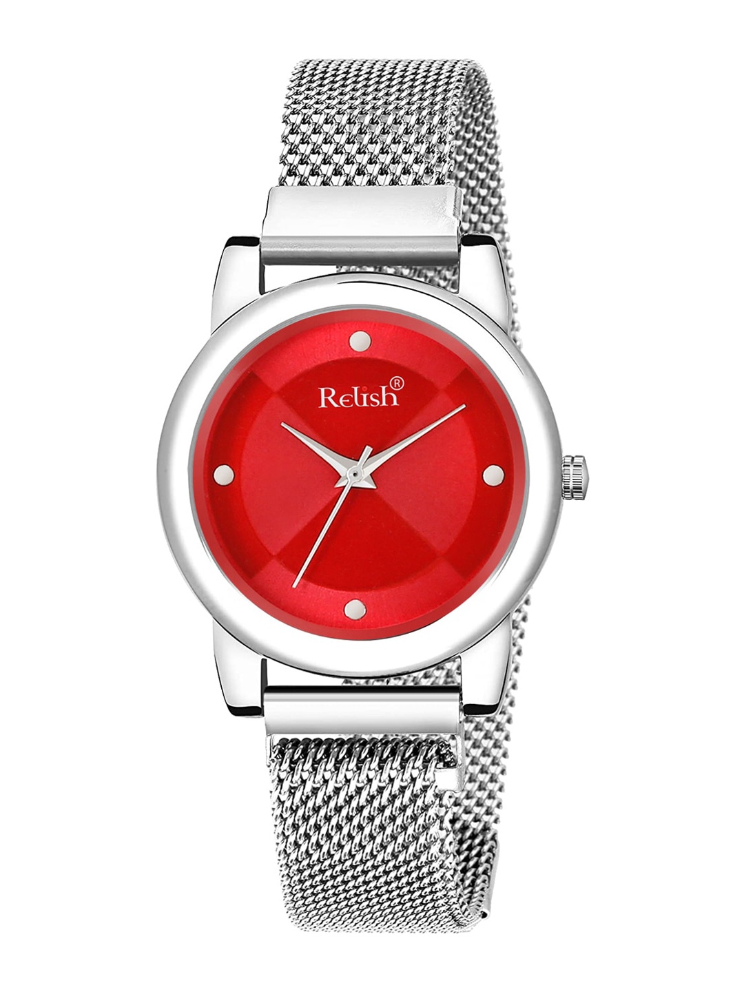 

Relish Women Red Dial & Silver Toned Stainless Steel Bracelet Style Straps Analogue Watch RE-L1155