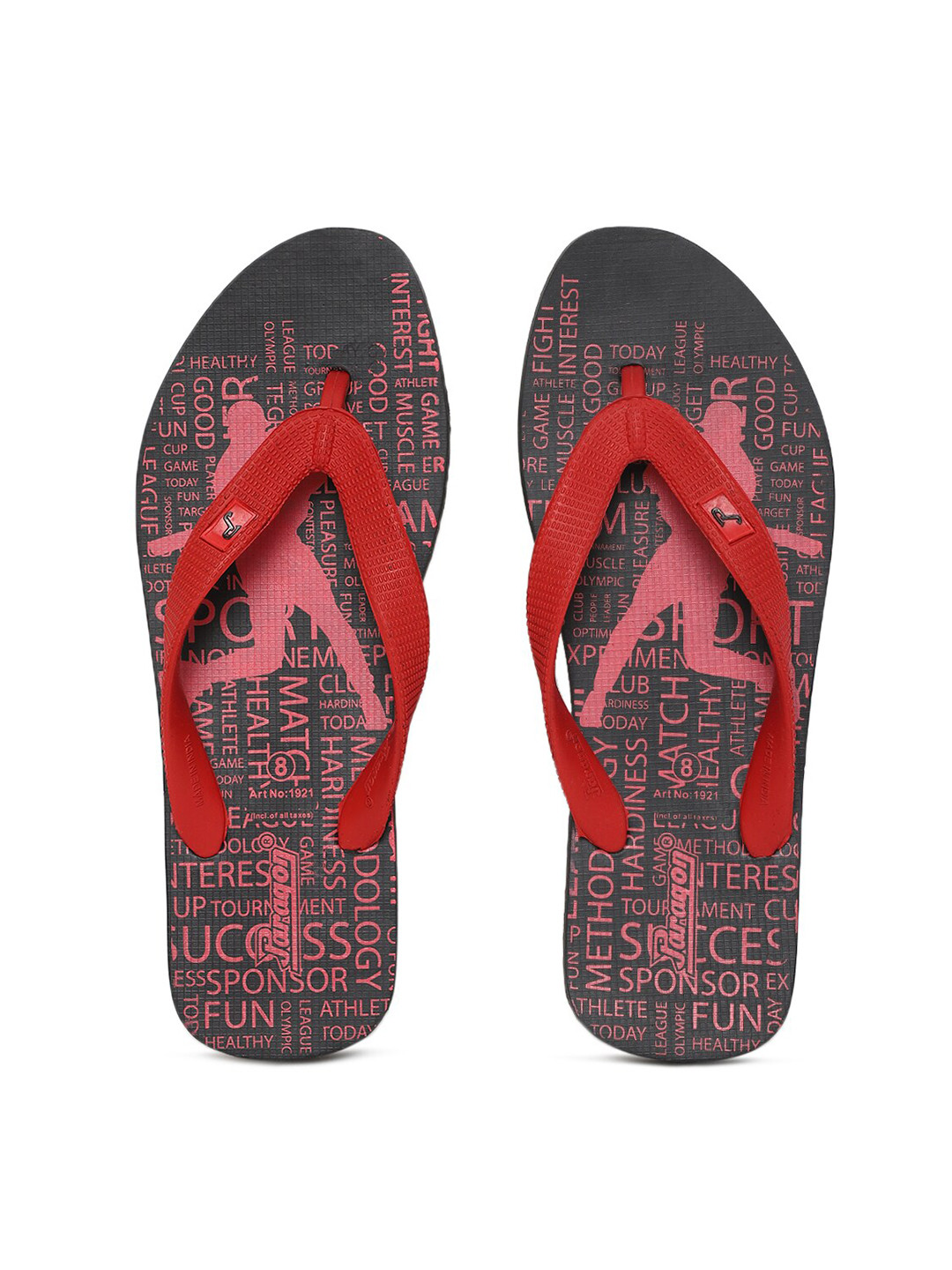 

Paragon Men Black & Red Printed Rubber Thong Flip-Flops