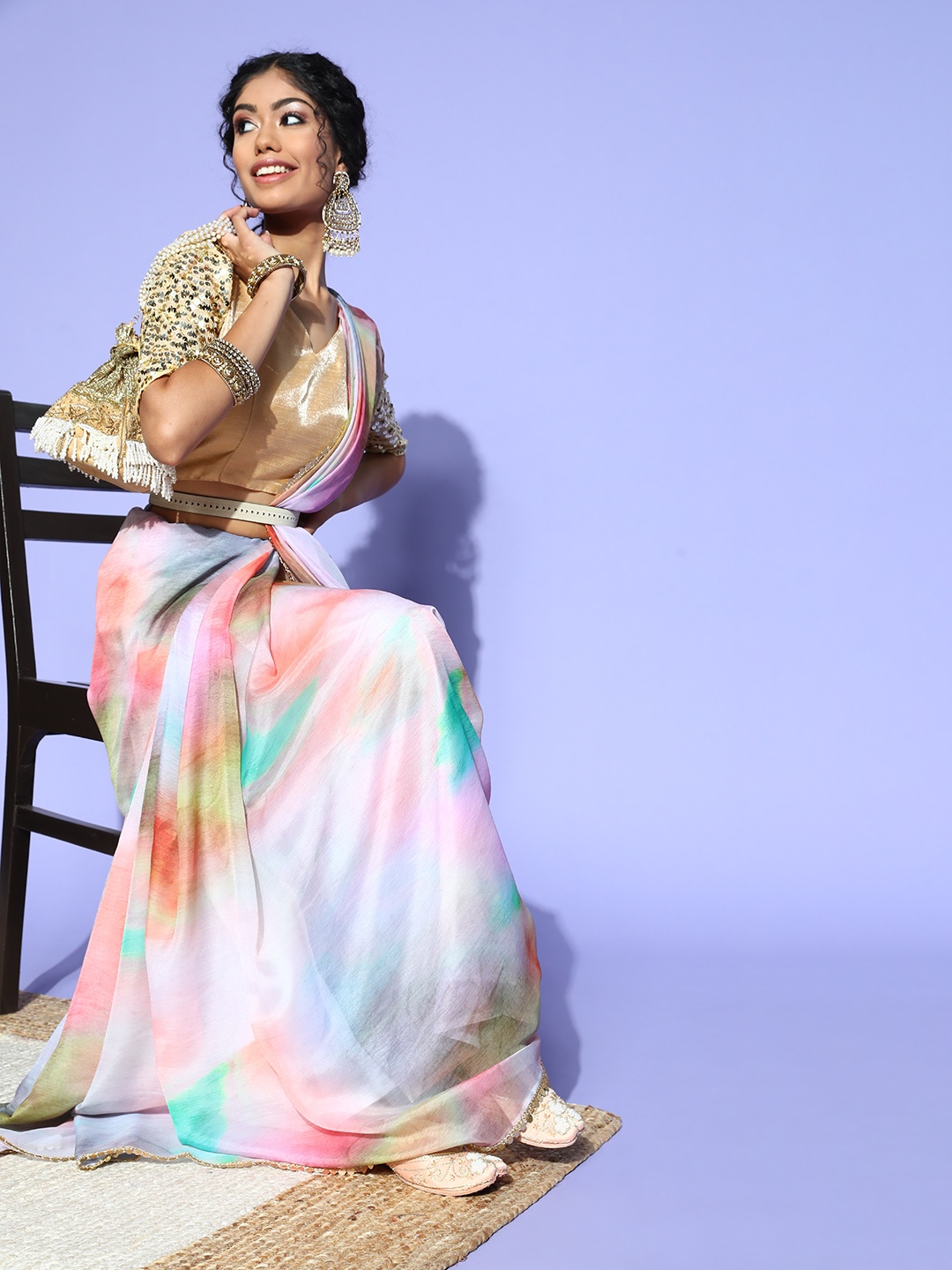 

Mitera Tie And Dye Saree, Off white