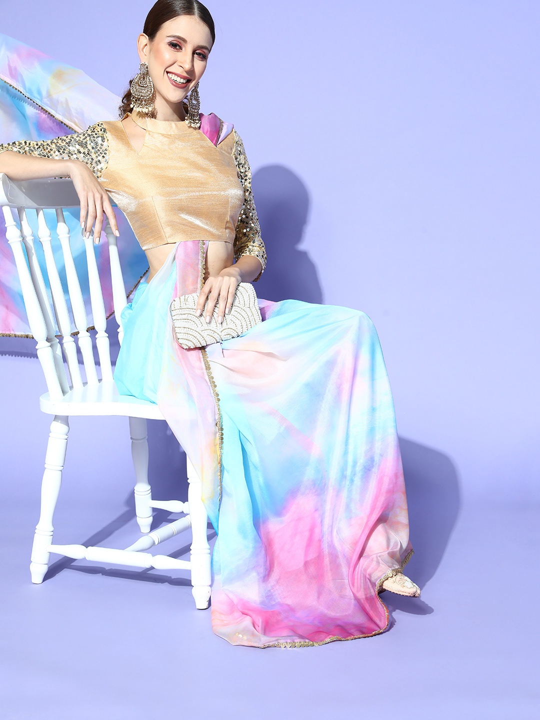 

Mitera Tie And Dye Saree, Blue