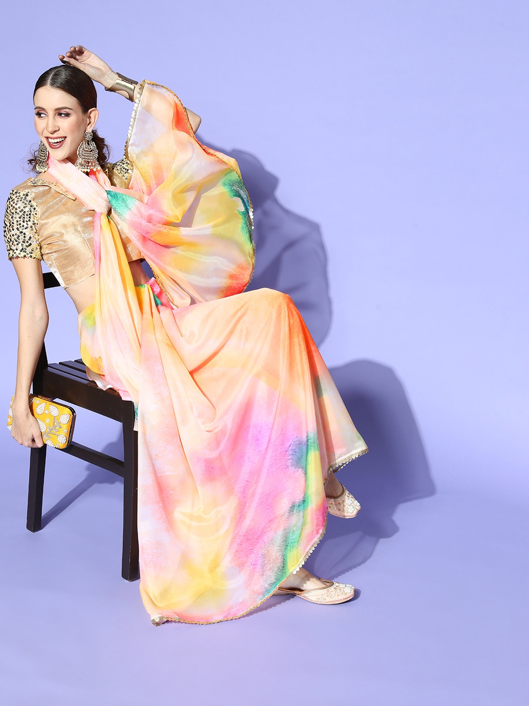 

Mitera Tie And Dye Saree, Multi