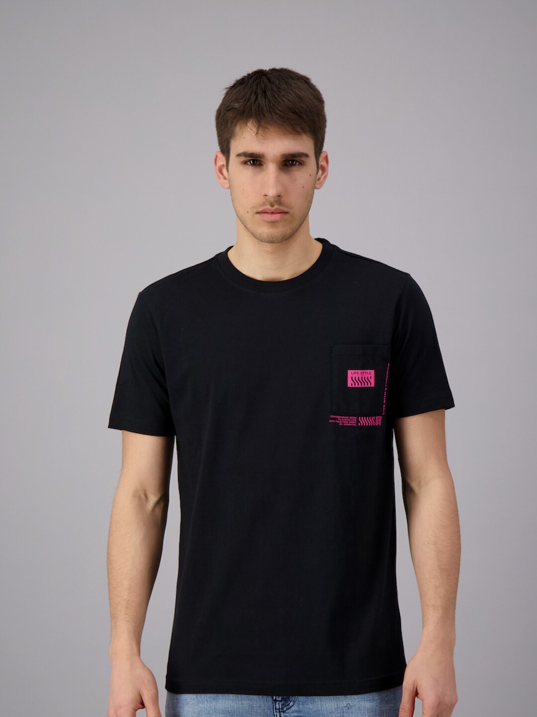 

FREESOUL Men Black T-shirt 100% COTTON