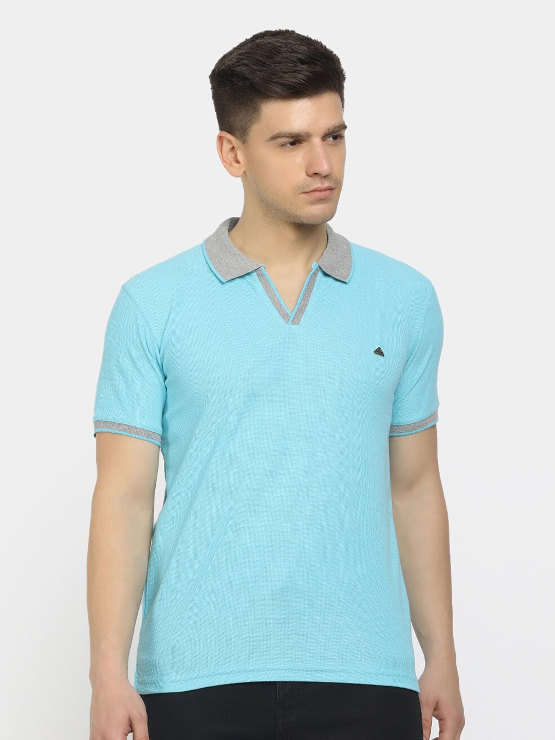

V-Mart Men Blue Polo Collar T-shirt