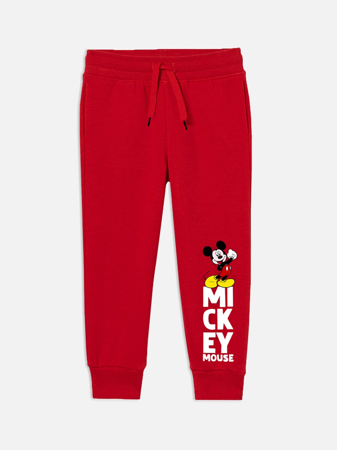 

YK Disney Boys Red Mickey Mouse Printed Cotton Joggers