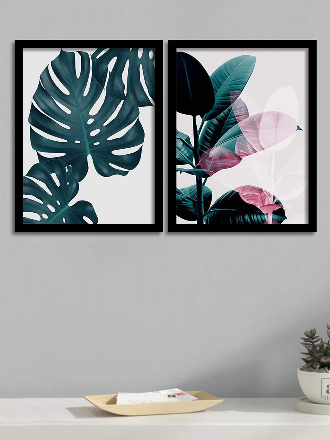 

Art Street Set Of 2 Leaves Printed Framed Wall Arts, Black