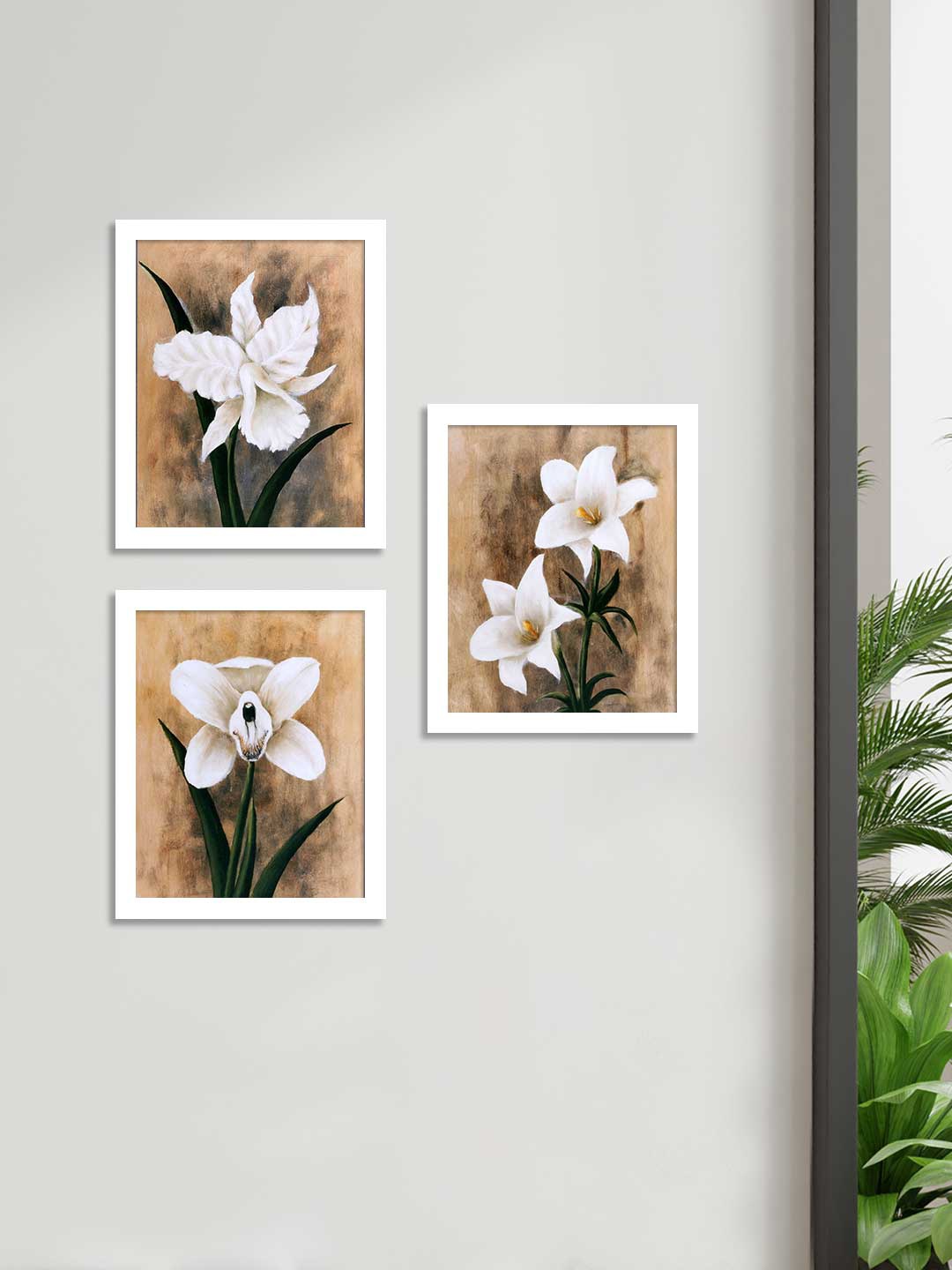 

Art Street Set of 3 White & Brown Floral and Botanical Printed Wall Art