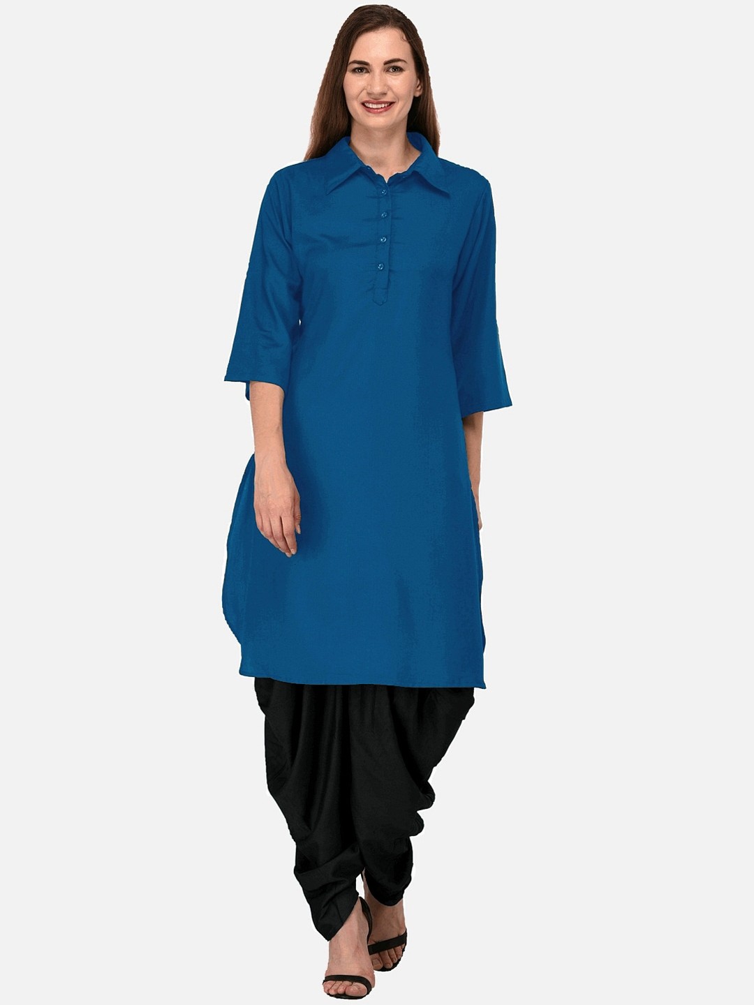 

KALINI Women Blue Thread Work Pathani Kurta
