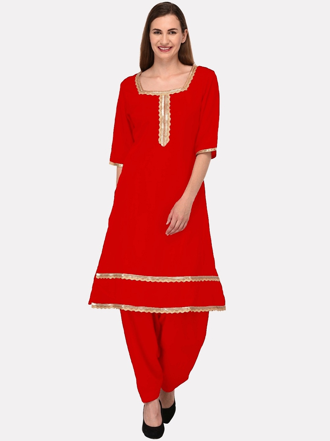 

KALINI Women Red Embellished Gotta Patti Kurta