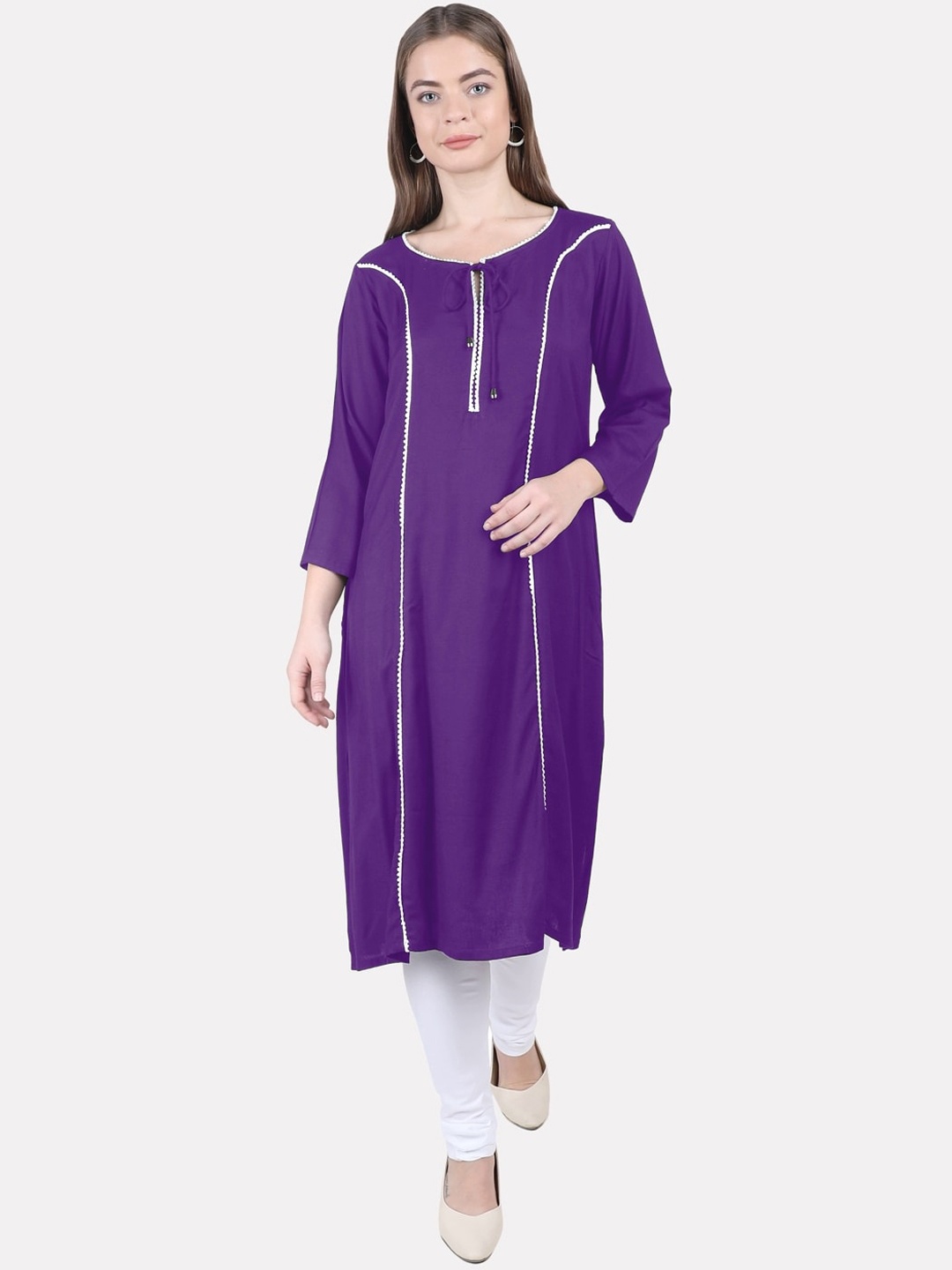 

KALINI Women Purple Thread Work Kurta