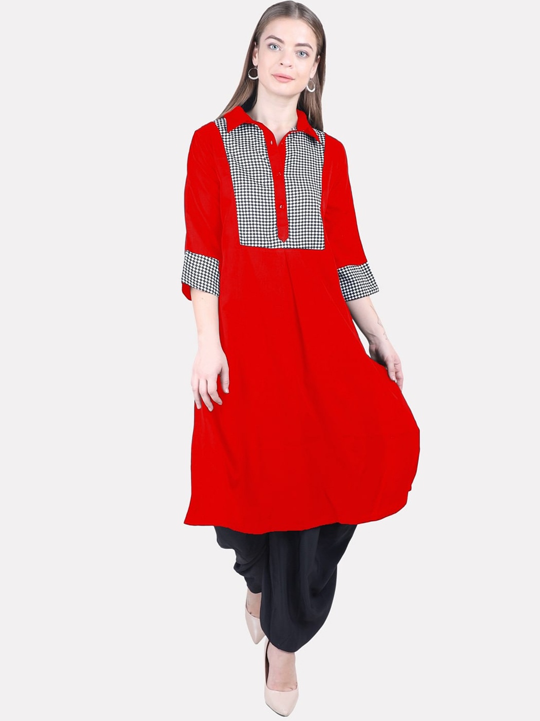 

KALINI Women Red & White Kurta