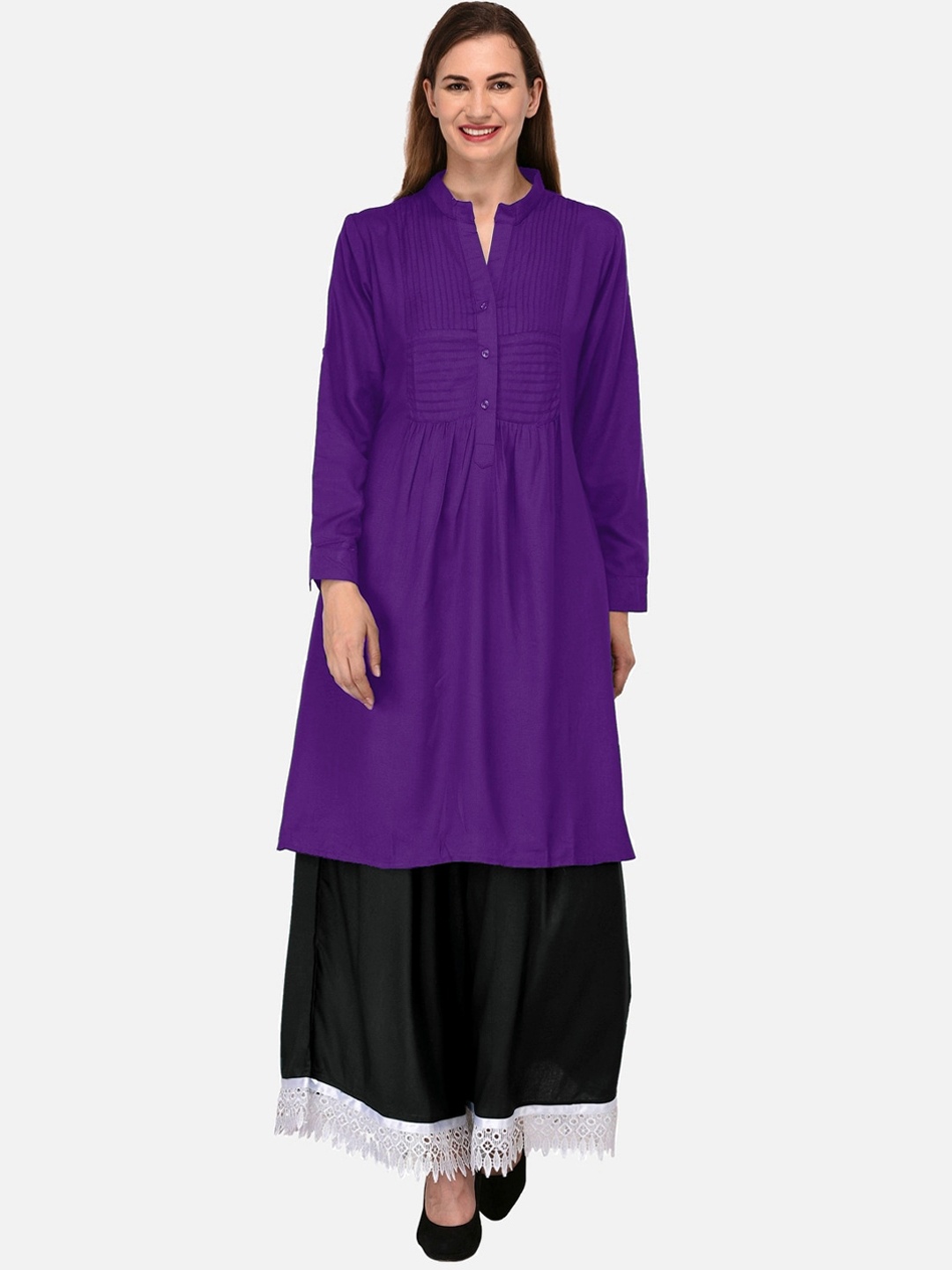 

KALINI Women Purple Thread Work Anarkali Kurta