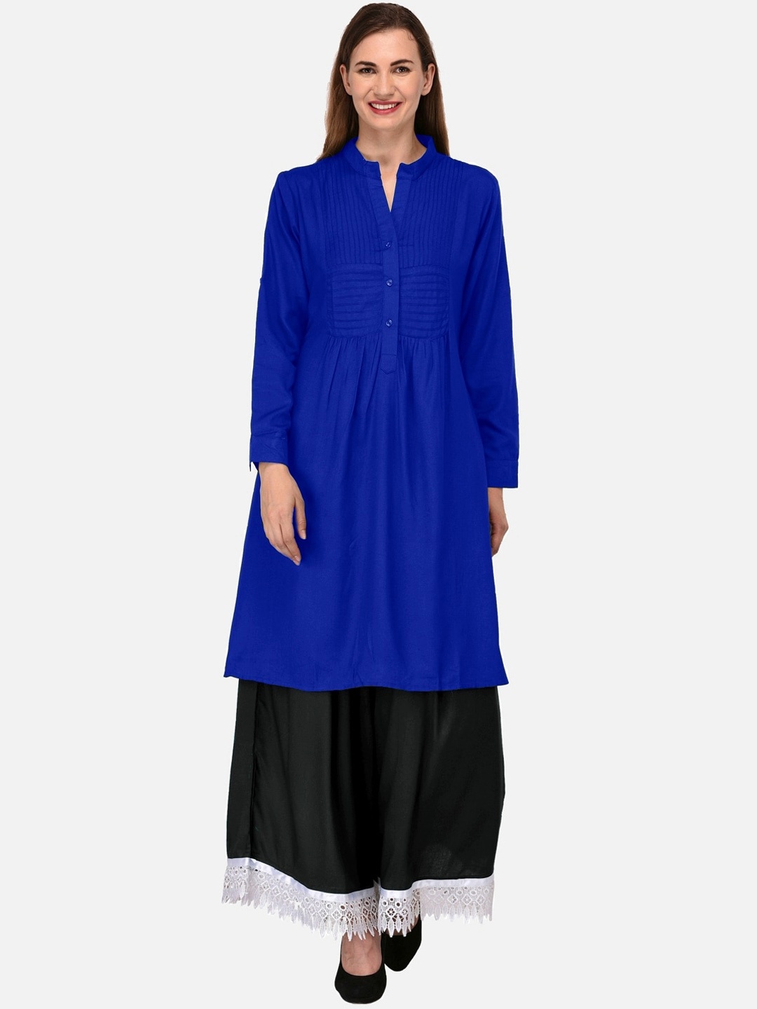 

KALINI Women Navy Blue Embroidered Kurta