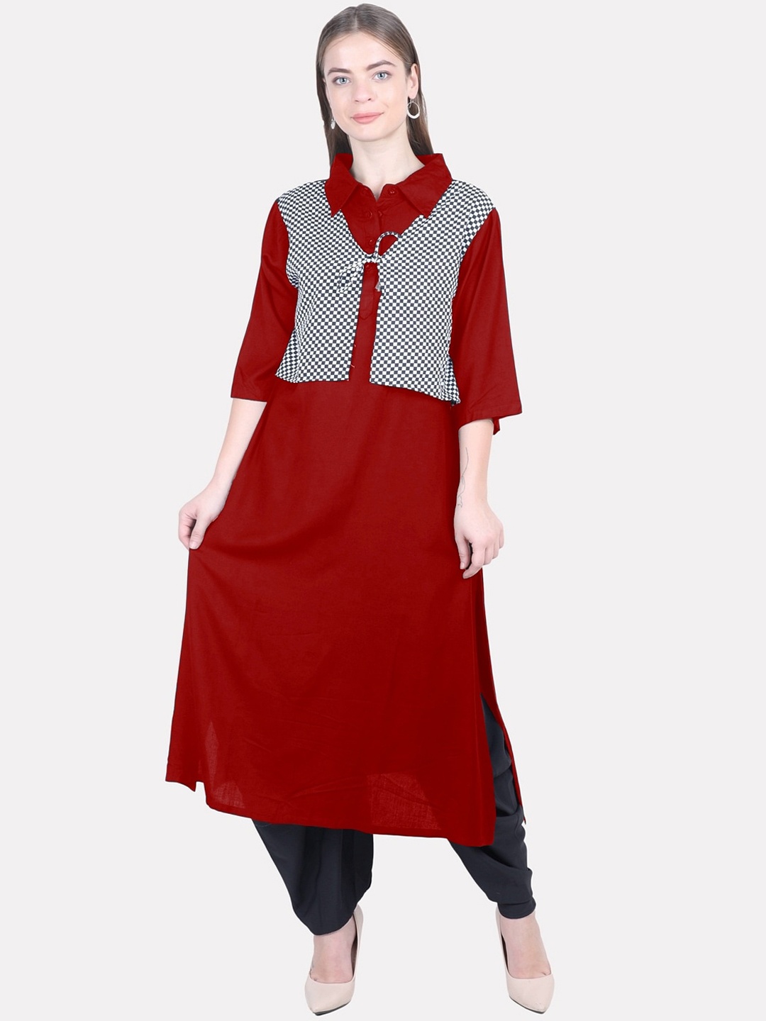 

KALINI Women Maroon Pathani Kurta