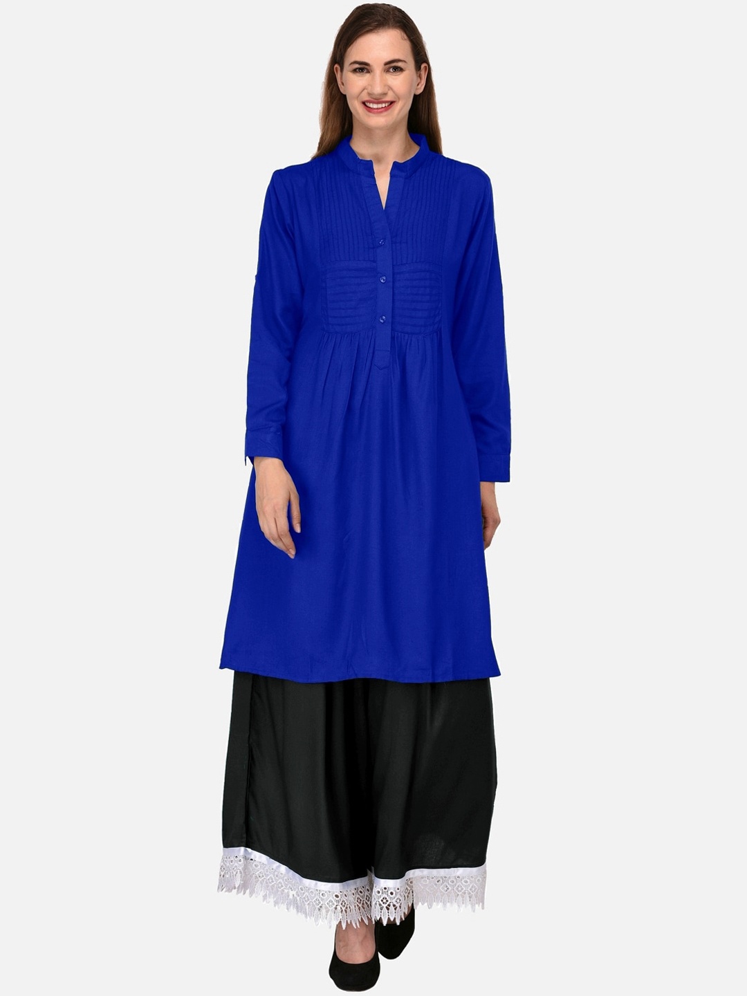 

KALINI Women Navy Blue Thread Work Anarkali Kurta