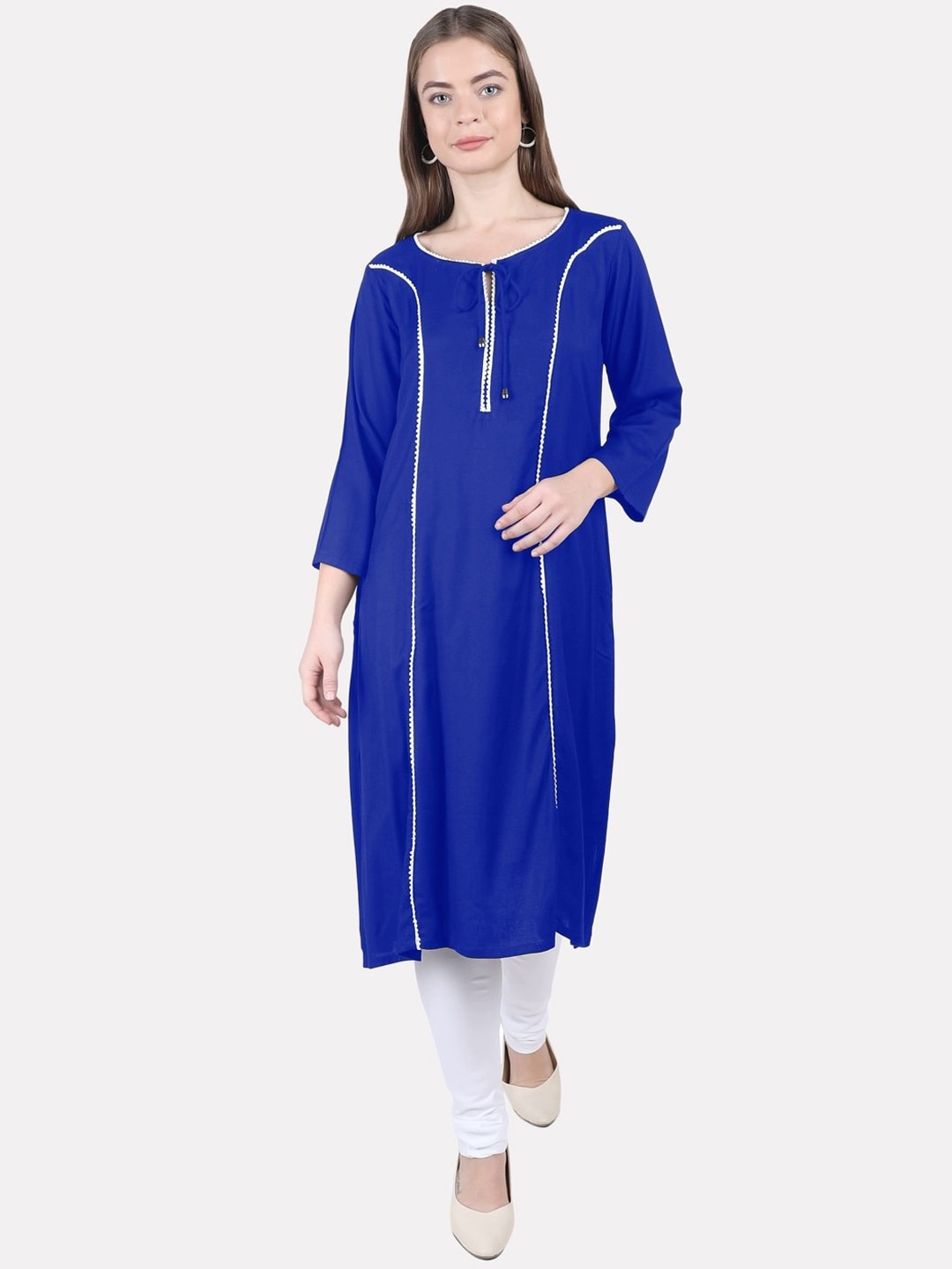 

KALINI Women Navy Blue Thread Work Kurta