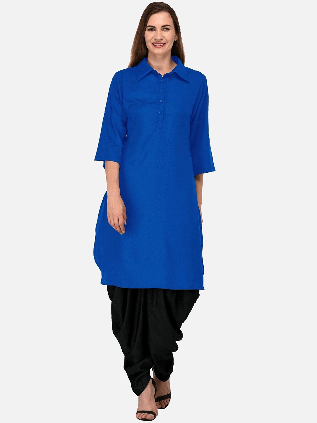 

KALINI Women Navy Blue Solid Pathani Kurta