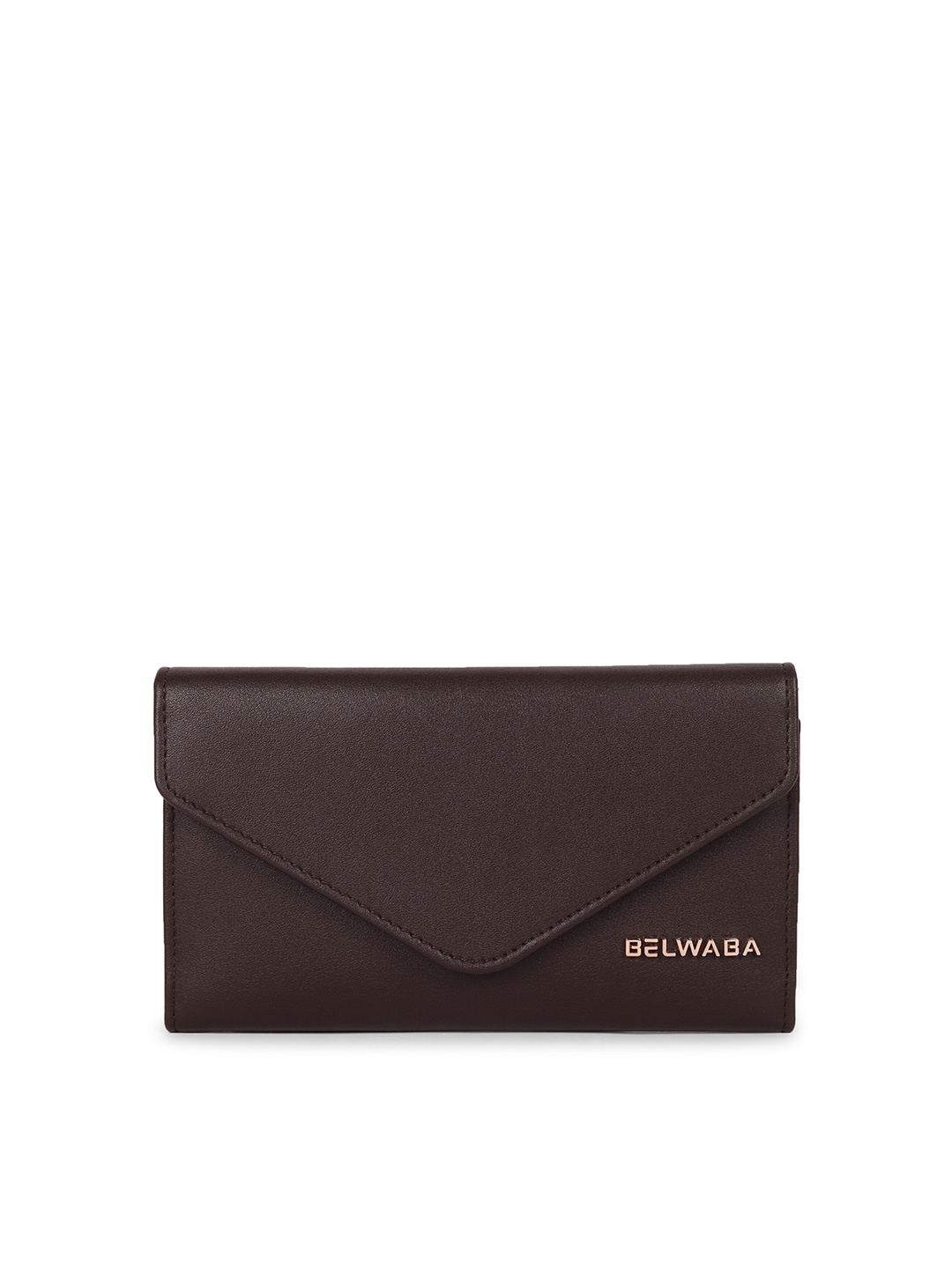 

Belwaba Women Coffee Brown PU Three Fold Wallet with Passport Holder