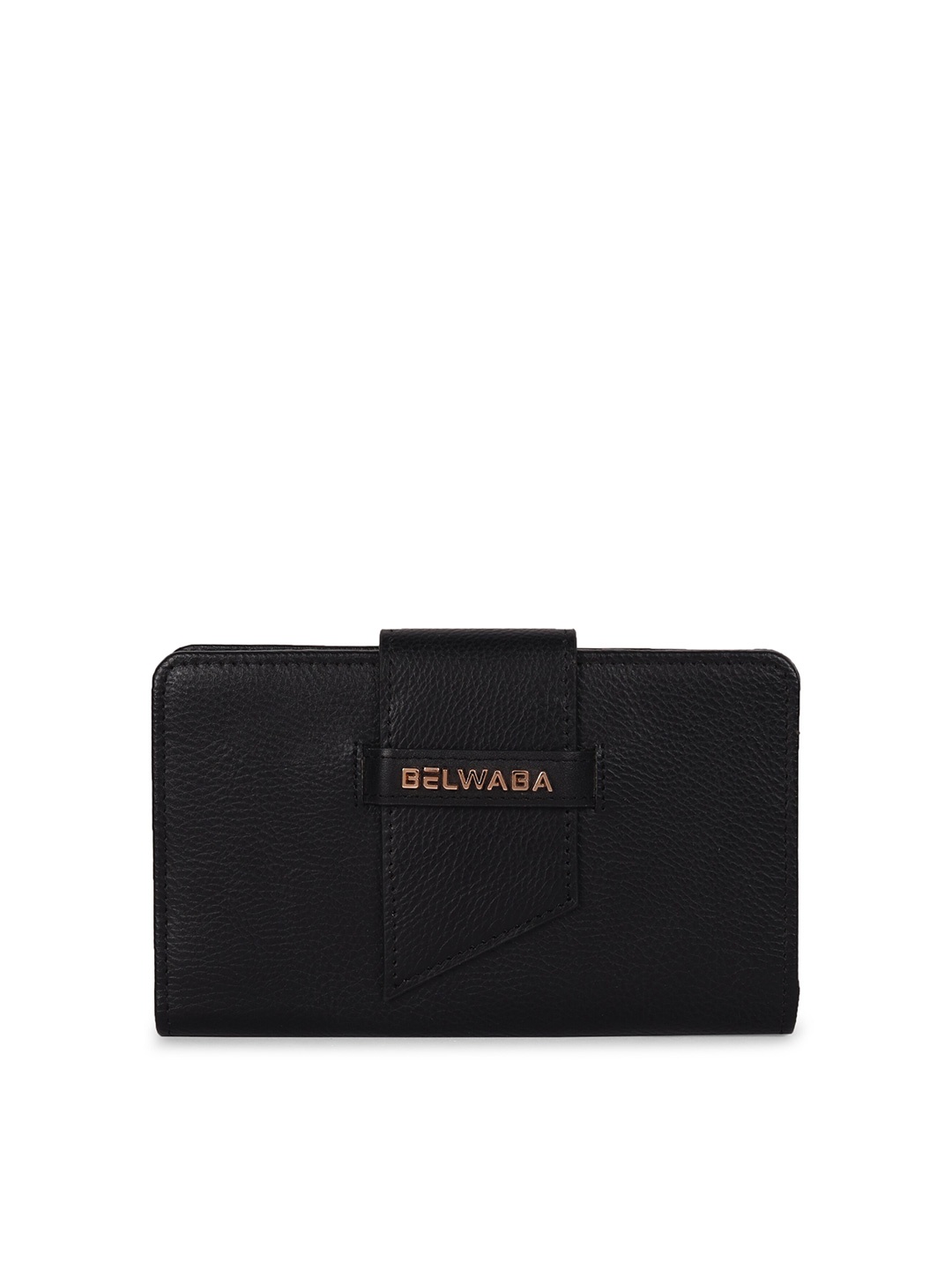 

Belwaba Women Black Textured PU Card Holder