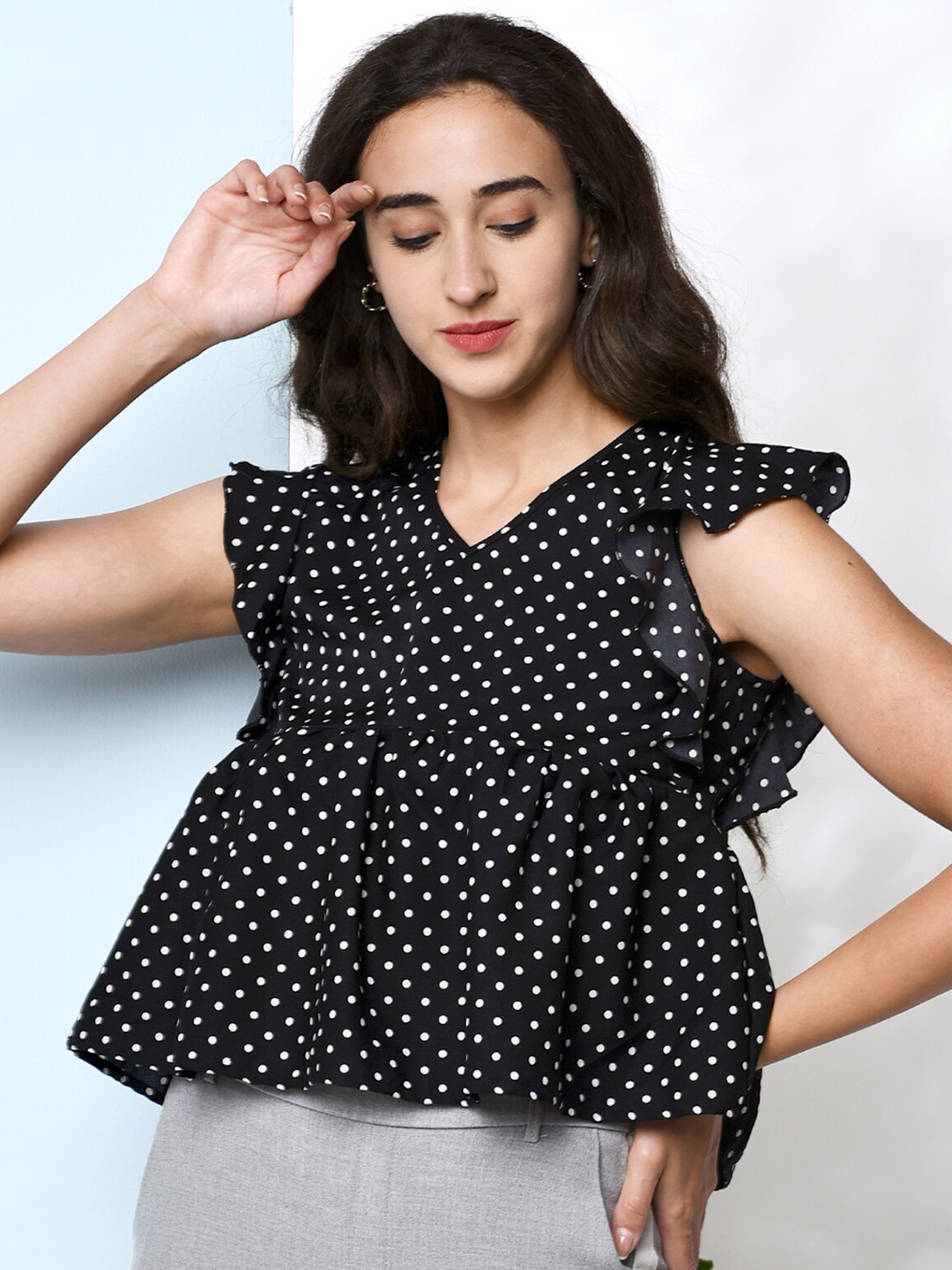 

CHIMPAAANZEE Black Print Peplum Top