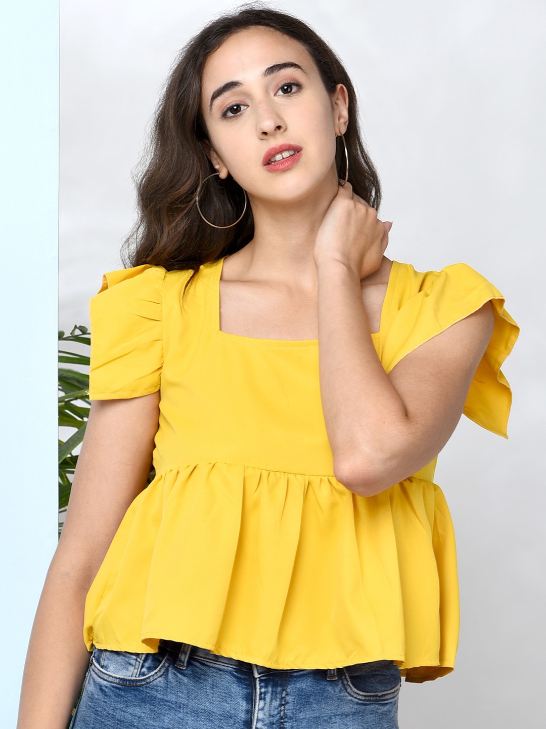 

CHIMPAAANZEE Mustard Yellow Peplum Top