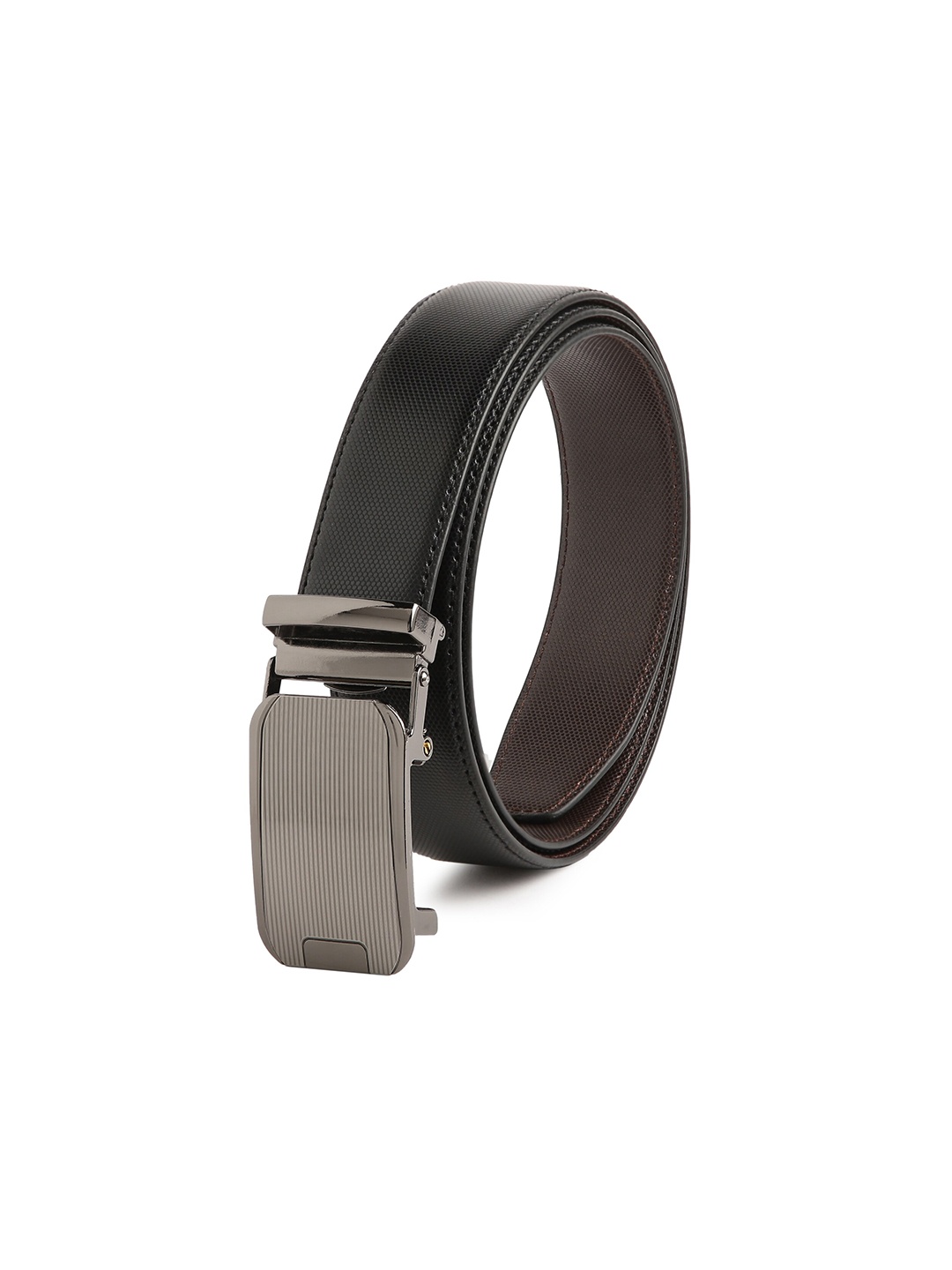 

CRUSSET Men Black Textured PU Belt
