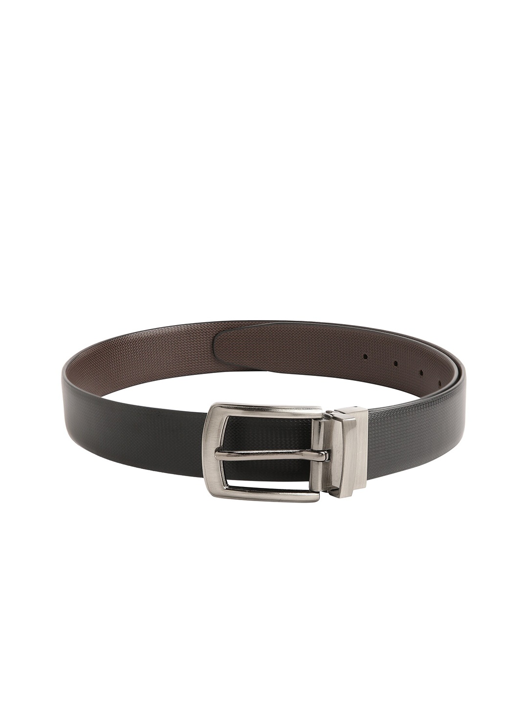 

CRUSSET Men Black Textured Synthetic Leather Belt