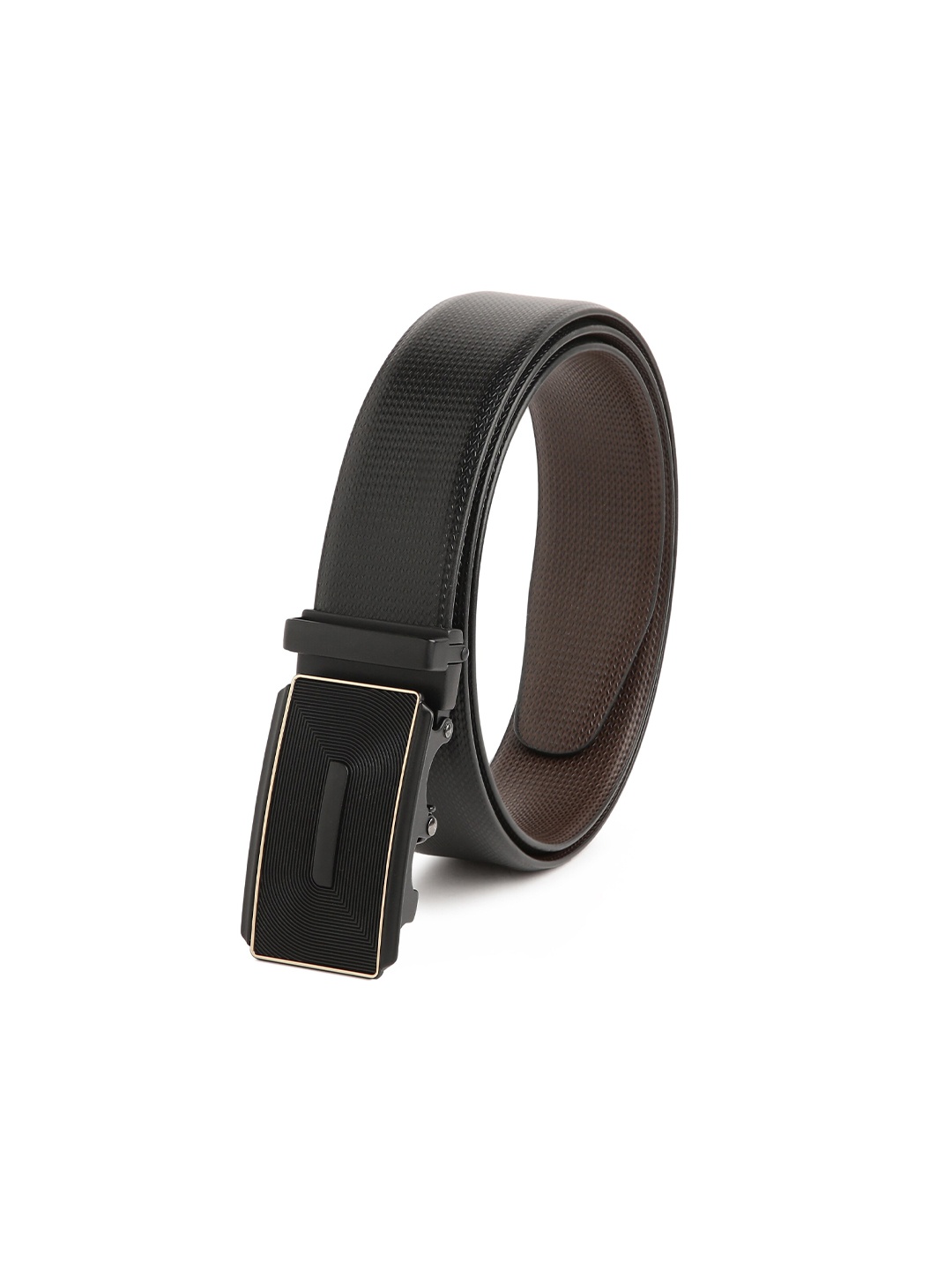 

CRUSSET Men Black Textured PU Belt