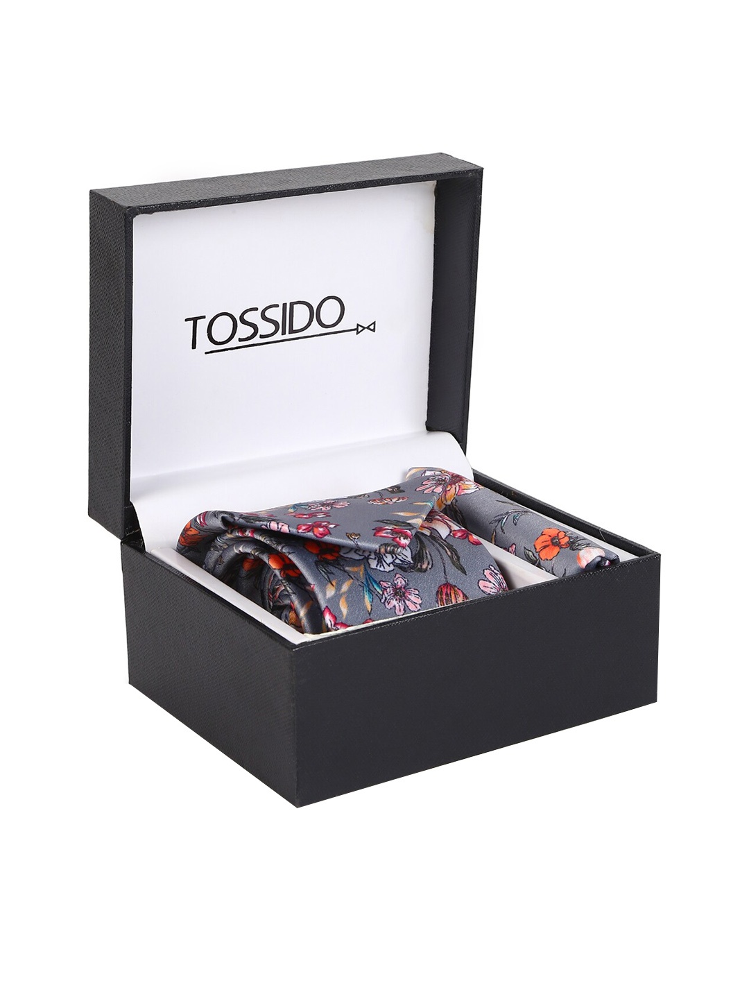 

Tossido Men Grey & Pink Printed Microfibre Accessory Gift Set