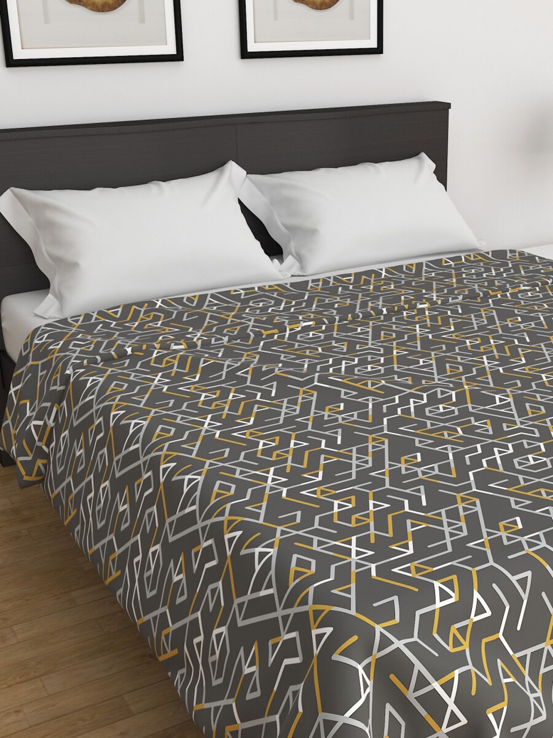 

Home Centre Grey Geometric Cotton Summer 110 GSM Double Bed Dohar