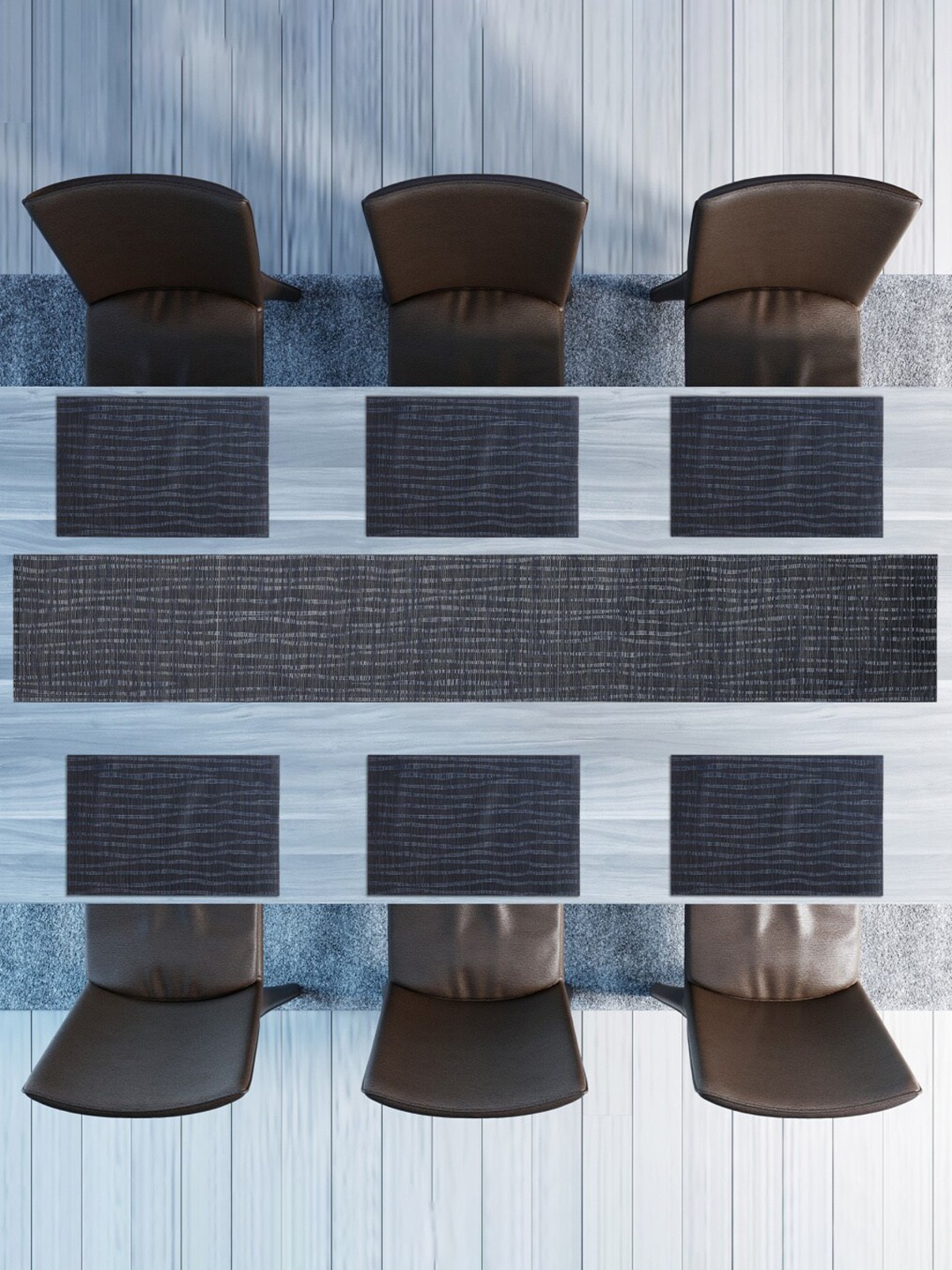 

Home Centre Set of 7 Grey Textured Table Runner & Placemats Set