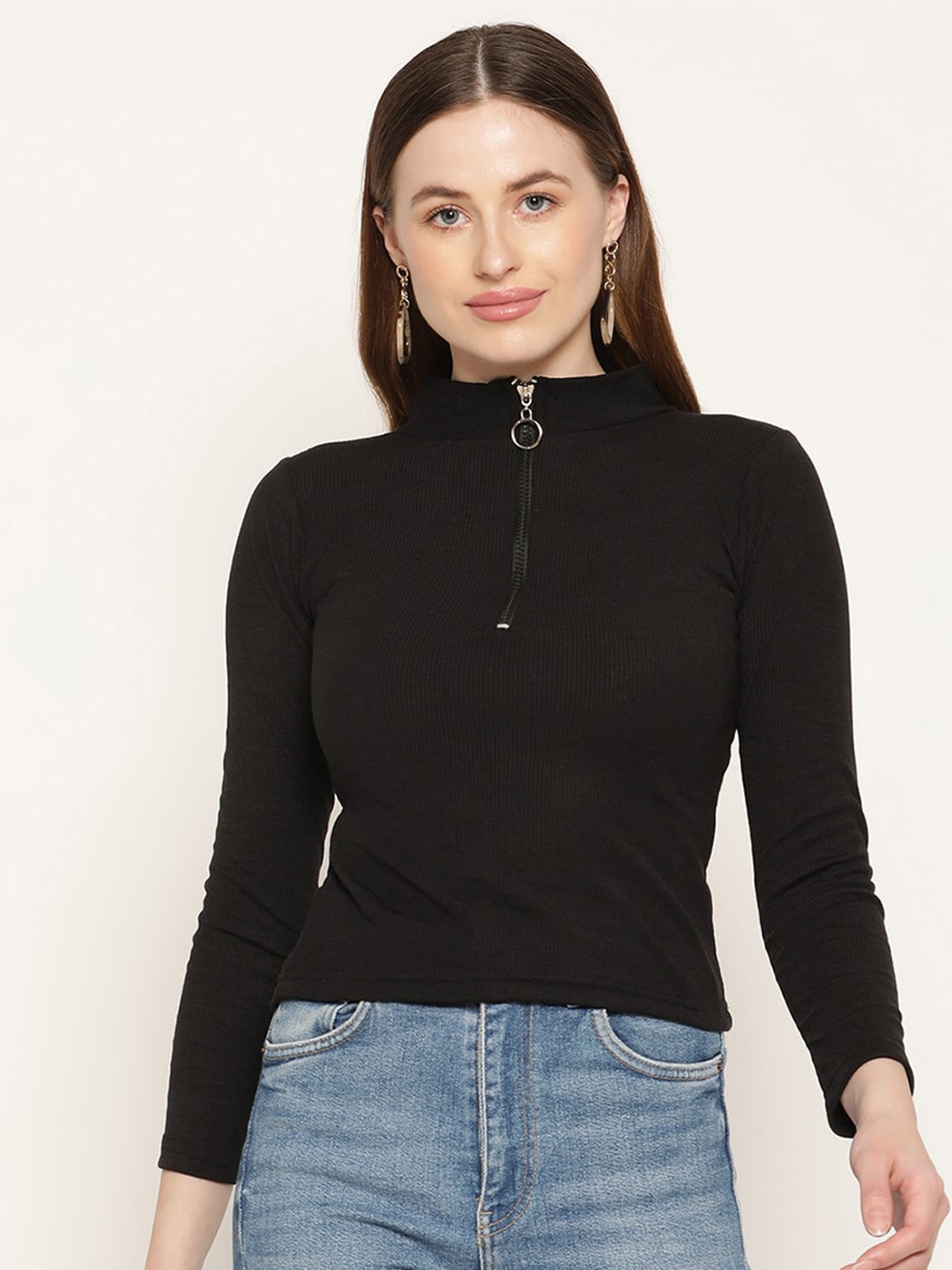 

Miaz Lifestyle Black High Neck Top