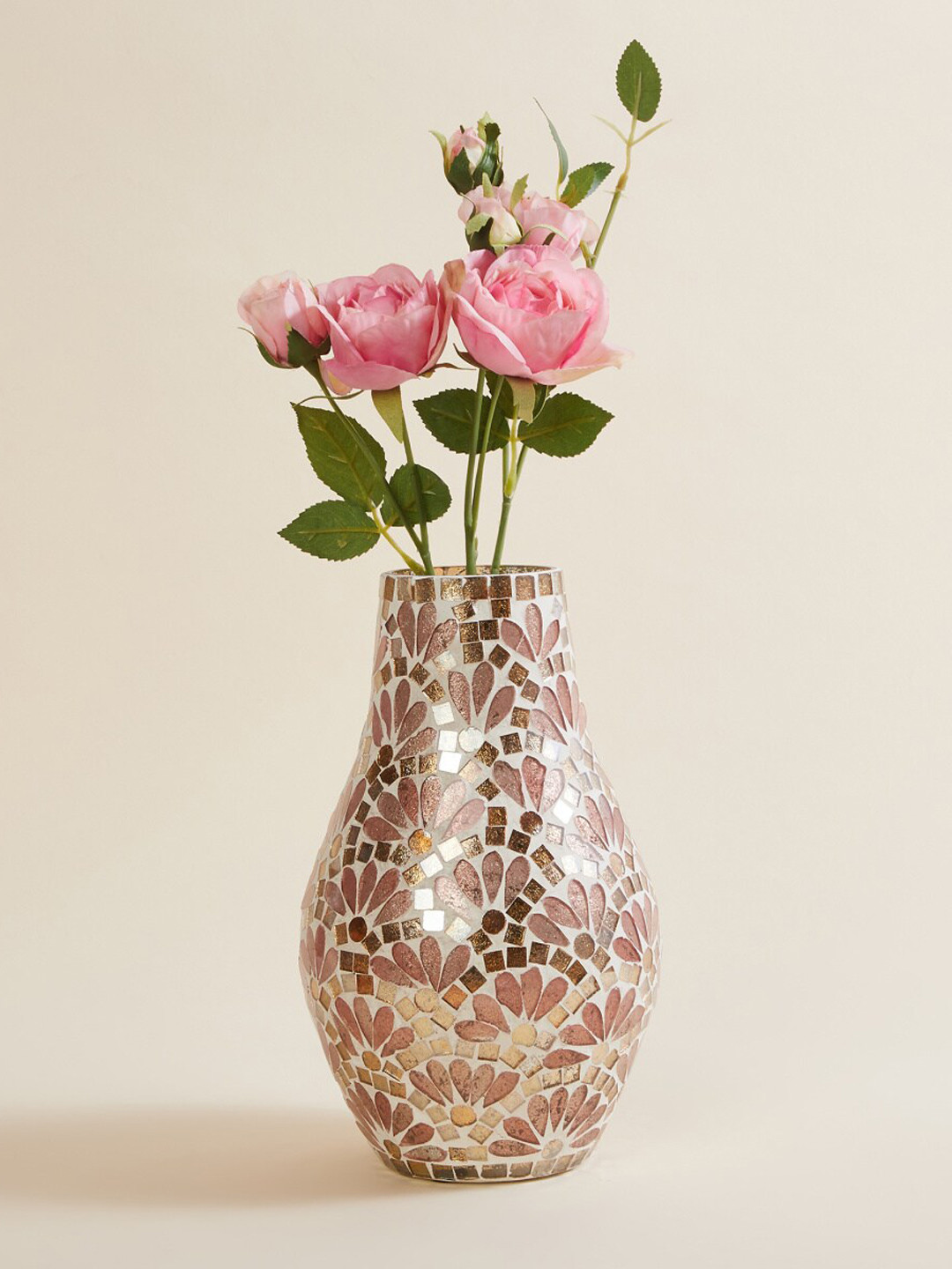 

Home Centre Brown & White Mable Teardrop Printed Glass Mosaic Vase